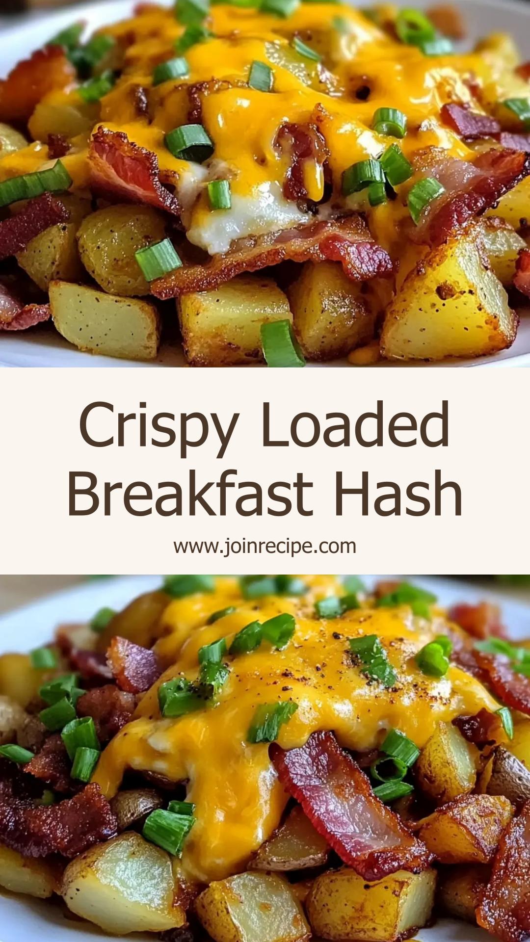 Crispy Loaded Breakfast Hash: Golden Potatoes and Savory Bacon Delight — pin 1
