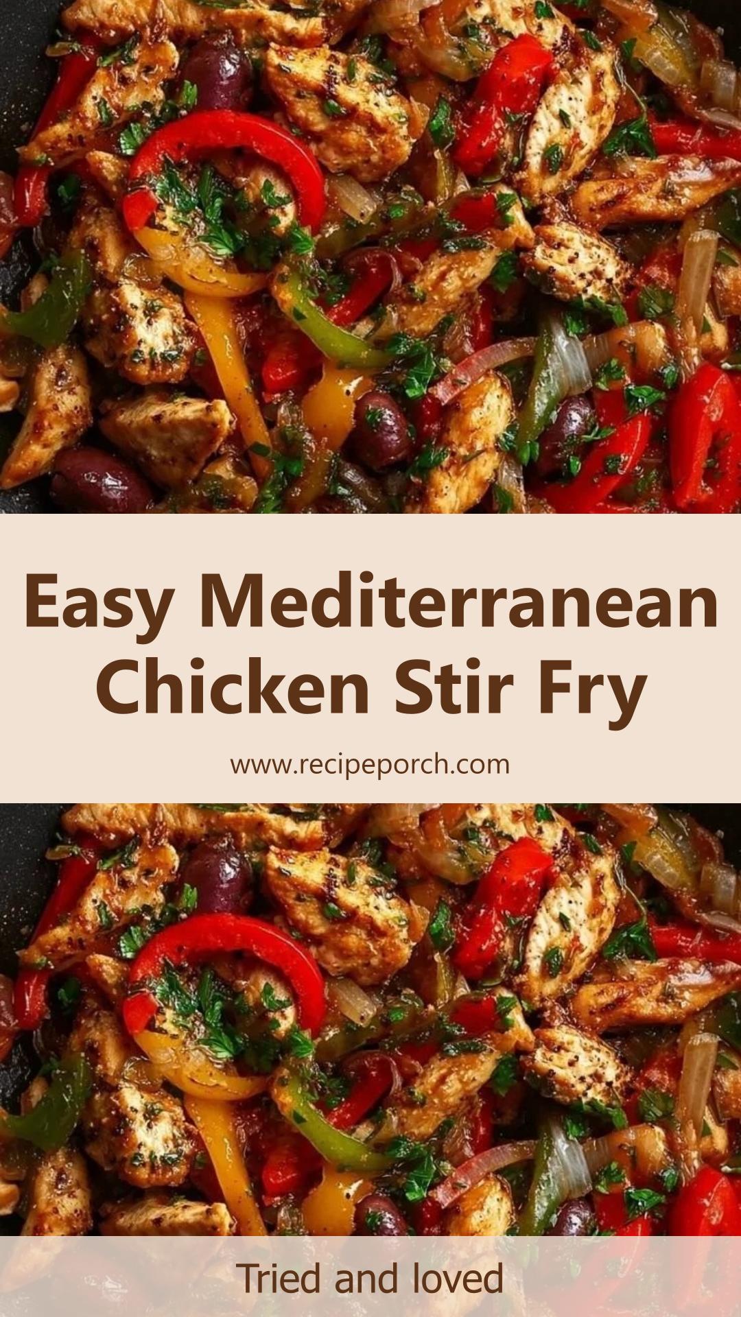 Mediterranean Chicken Stir Fry with Golden Chicken and Fresh Vegetables — pin 2