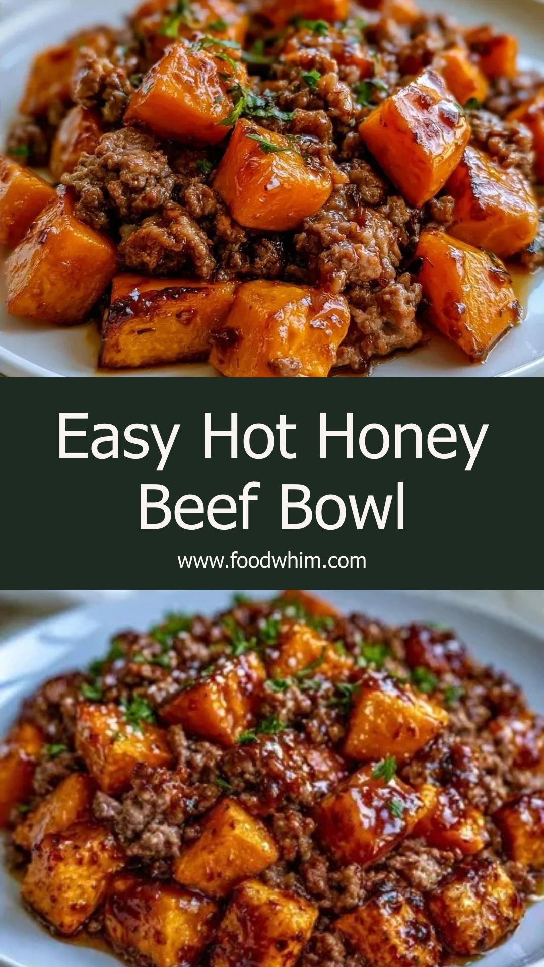 Hot Honey Beef Bowl with Charred Sweet Potatoes and Arugula — pin 2