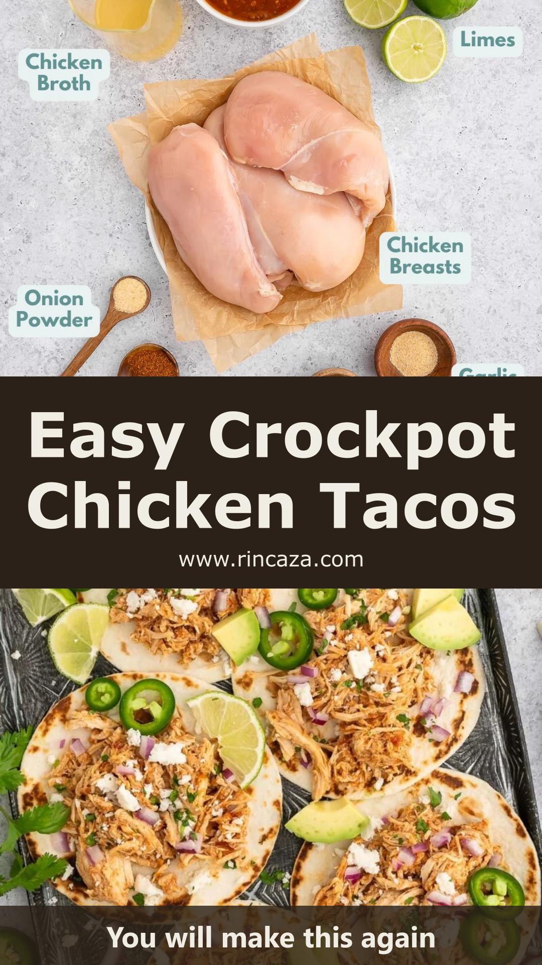 Crockpot Chicken Tacos with Salsa, Lime, and Warm Spices — pin 1