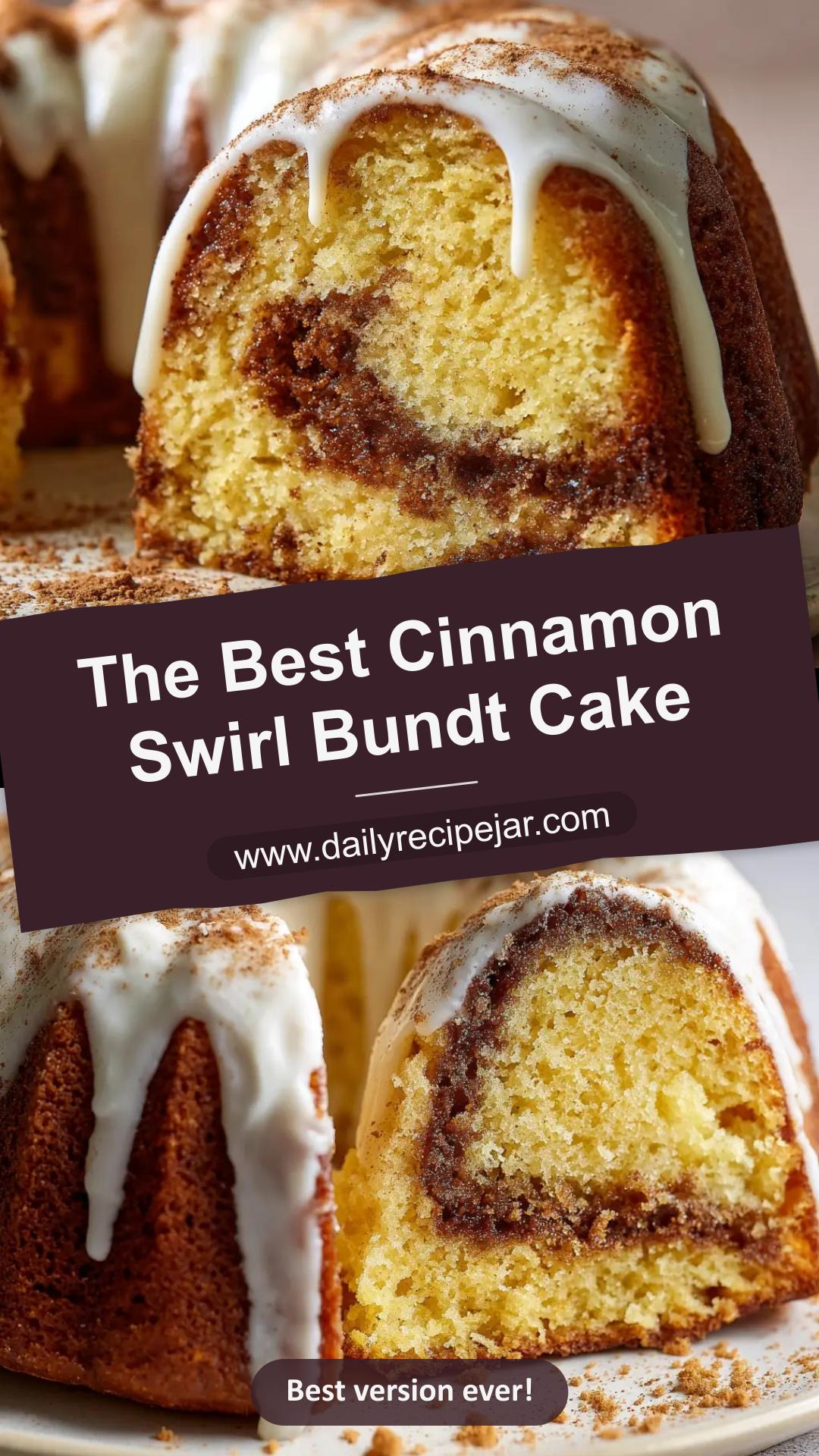 Cinnamon Swirl Sour Cream Bundt Cake with Vanilla Icing — pin 1