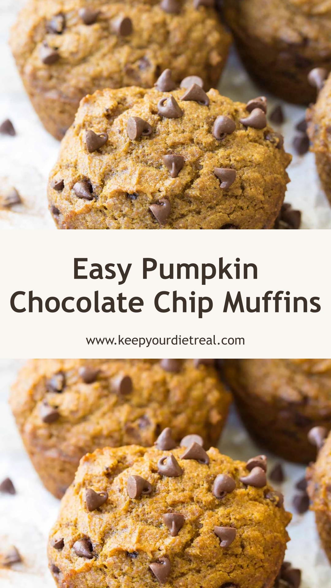 Pumpkin Chocolate Chip Muffins with Warm Spices and Mini Chocolate Chips — pin 1