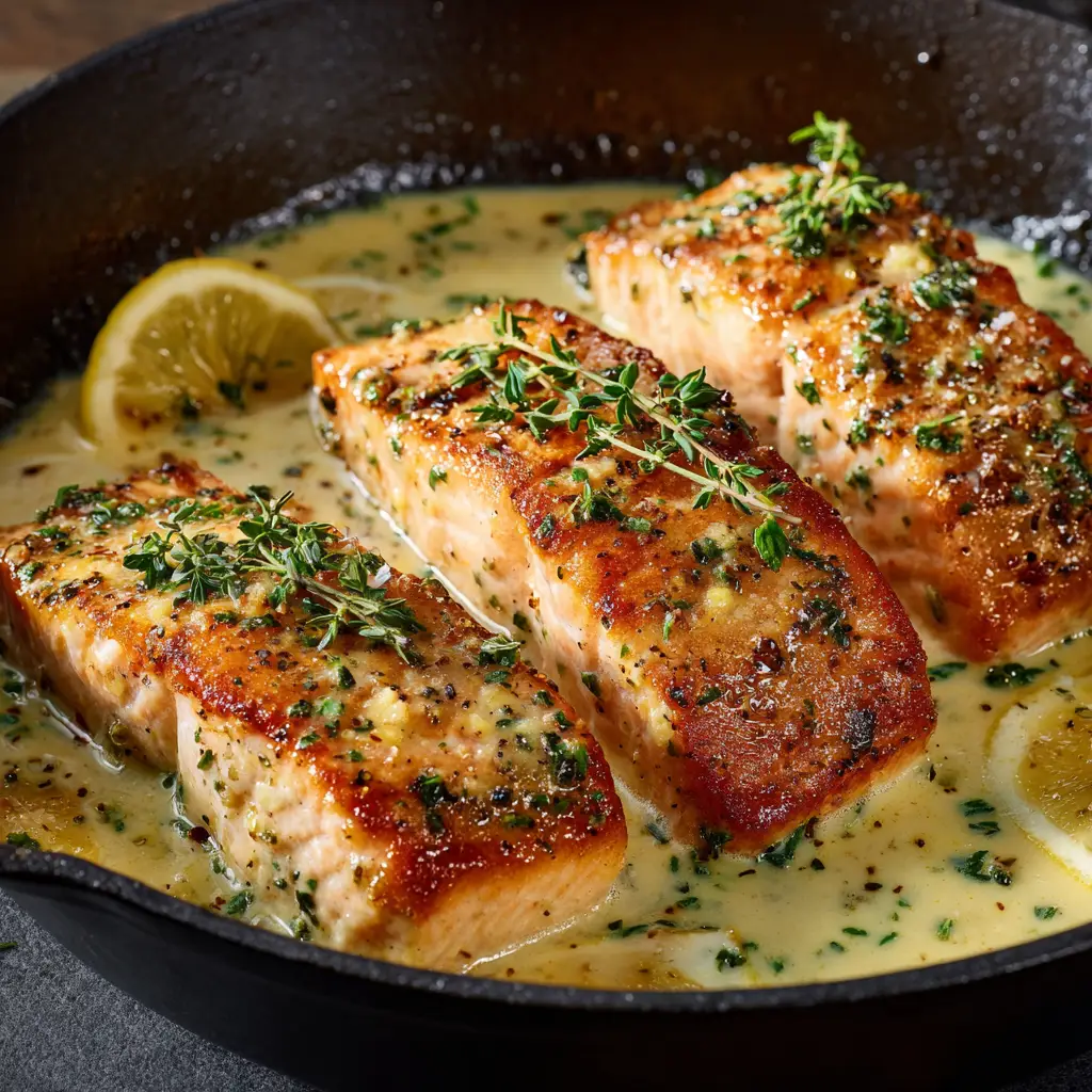 Pan-Seared Salmon with Crispy Skin and Garlic Butter