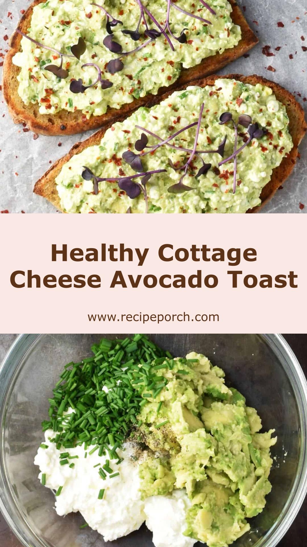 Cottage Cheese Avocado Toast with Creamy Avocado and Chives — pin 1