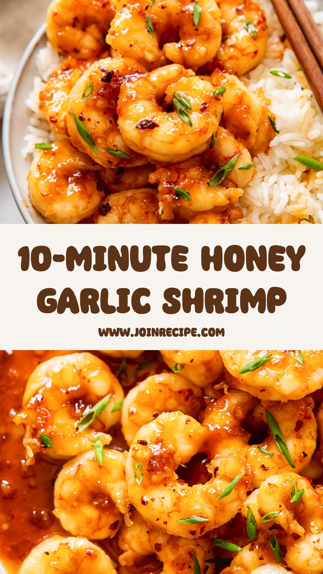 10-Minute Honey Garlic Shrimp with Ginger and Sticky Honey Sauce — pin 1