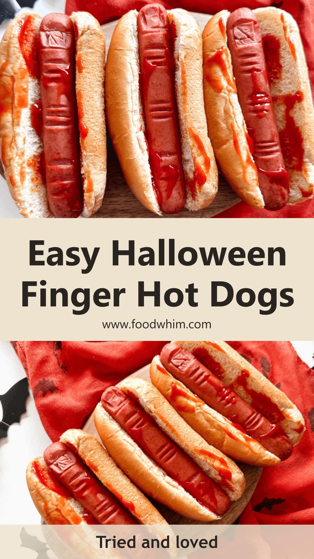 Halloween Finger Hot Dogs With Tangy Ketchup Blood Effect — pin 1
