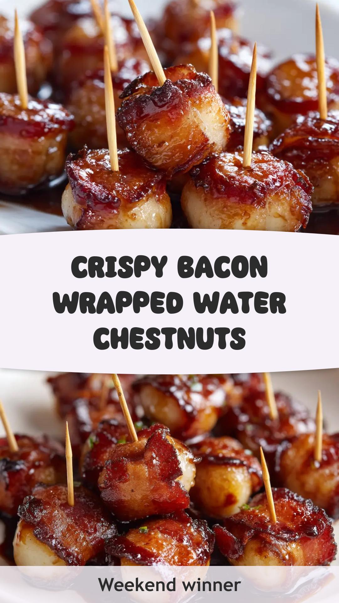 Bacon Wrapped Water Chestnuts with Sweet Soy Glaze — pin 2