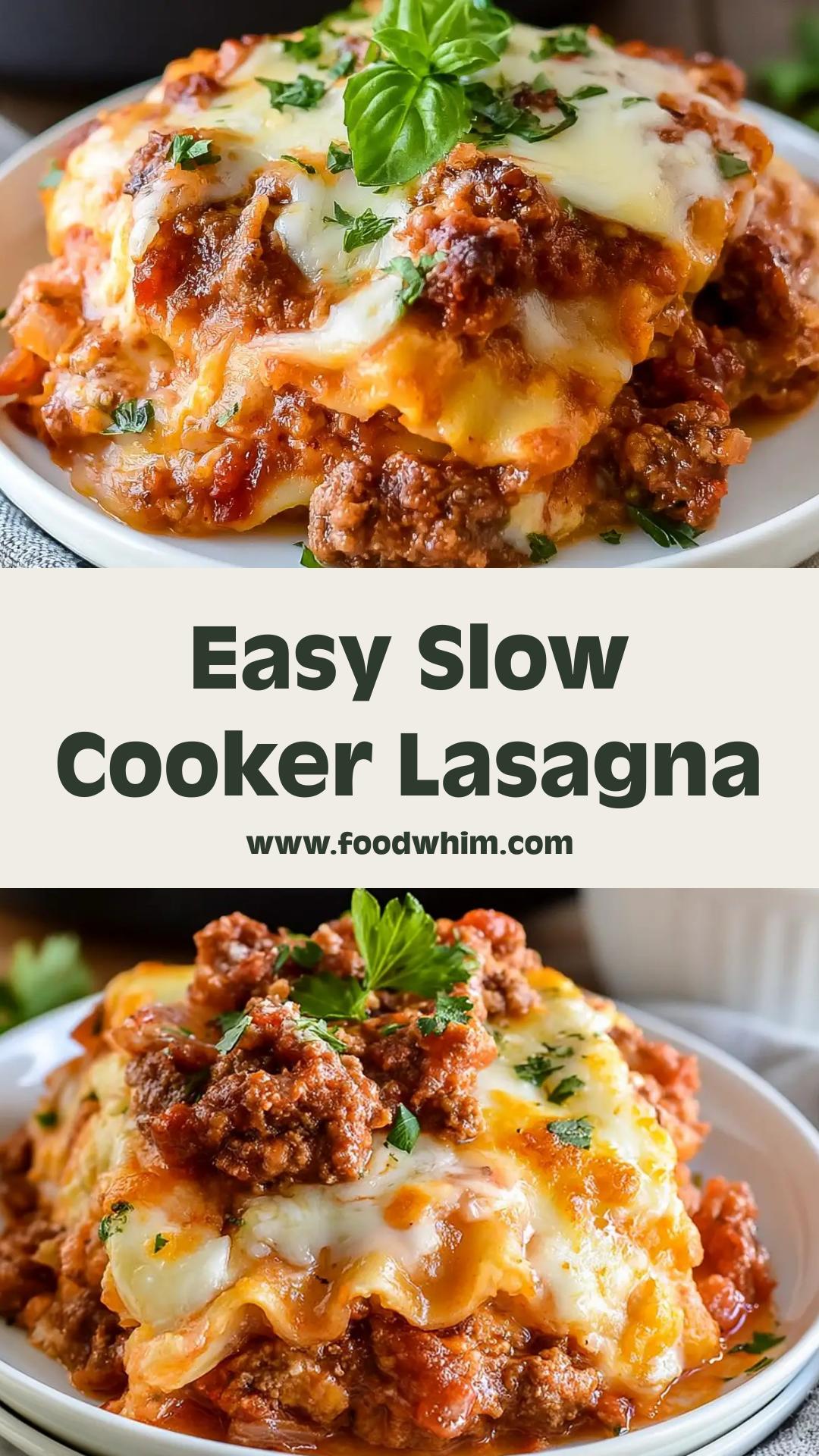 Slow Cooker Lasagna with Lean Ground Beef and Creamy Ricotta Layers — pin 3