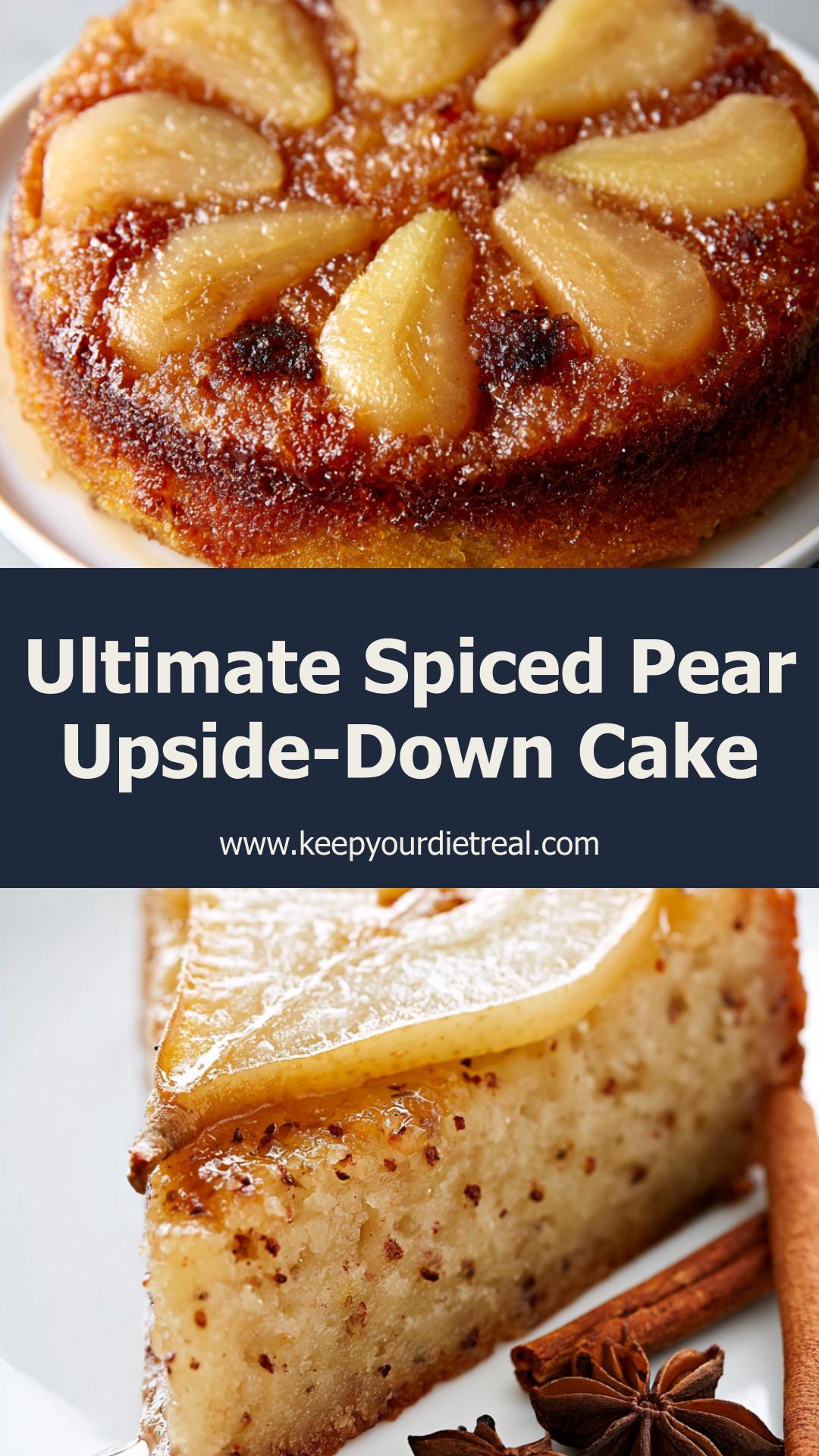 Spiced Pear Upside-Down Cake with Caramelized Pears and Warm Spices — pin 1