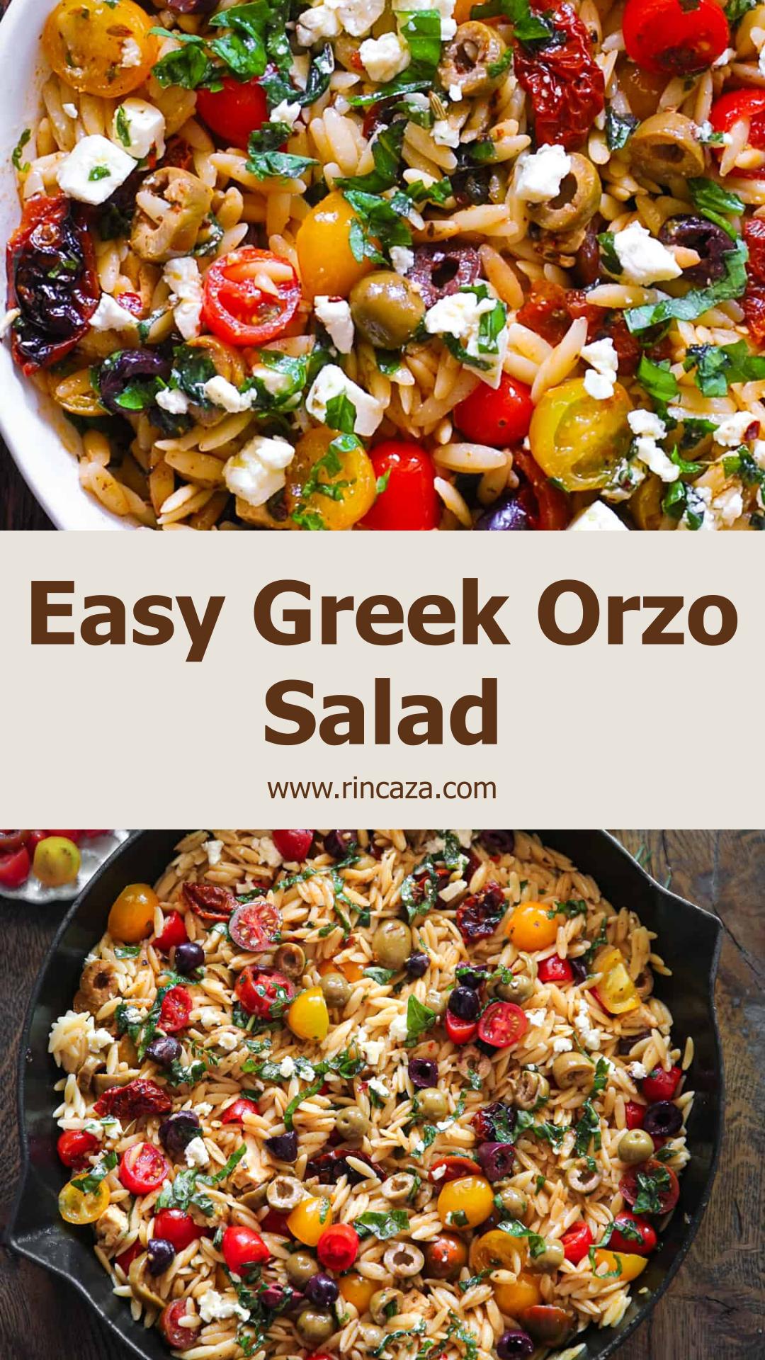 Greek Orzo with Tomatoes, Feta, Olives, and Fresh Basil — pin 2