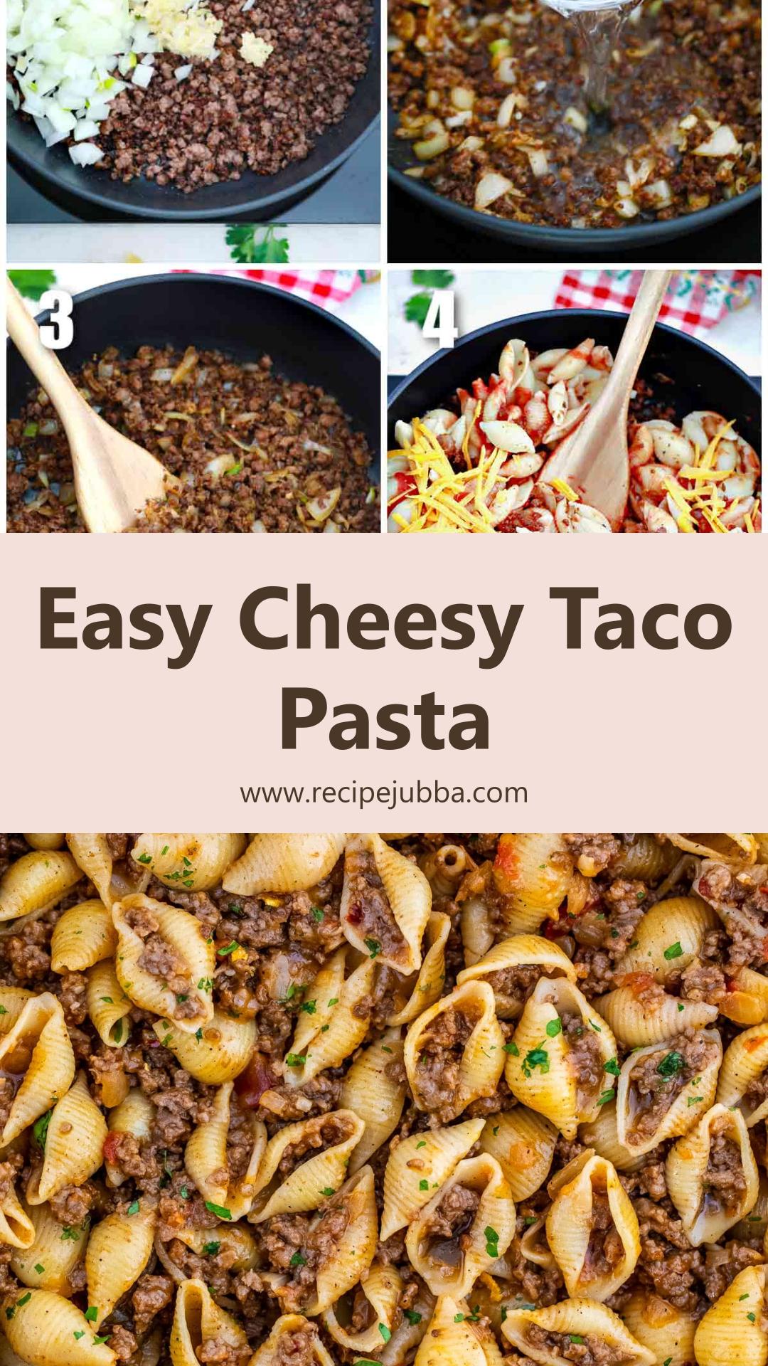 Cheesy Taco Pasta with Seasoned Beef and Salsa — pin 3