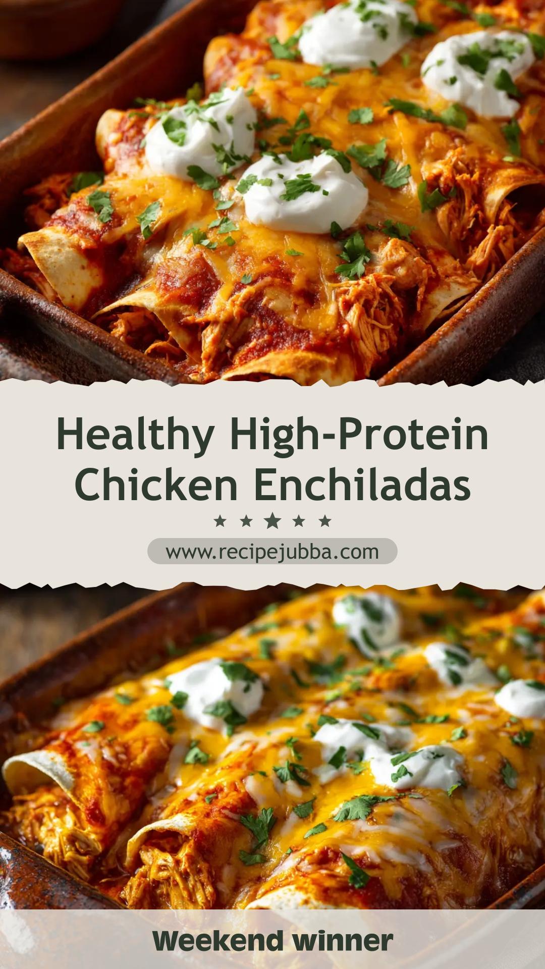 High Protein Chicken Enchiladas with Greek Yogurt and Red Sauce — pin 2