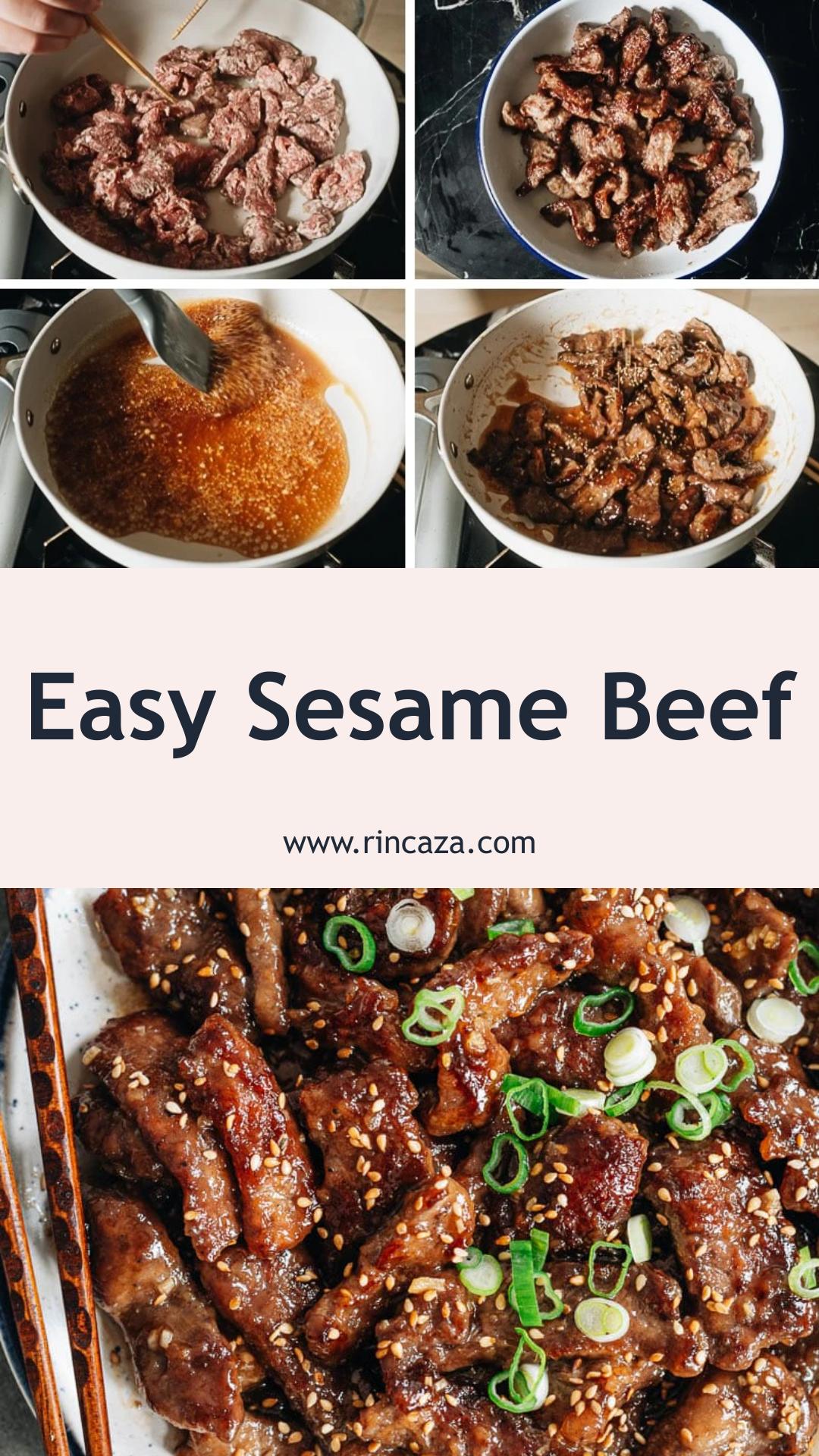 Sesame Beef With Sticky Savory-Sweet Sauce and Toasted Sesame — pin 1