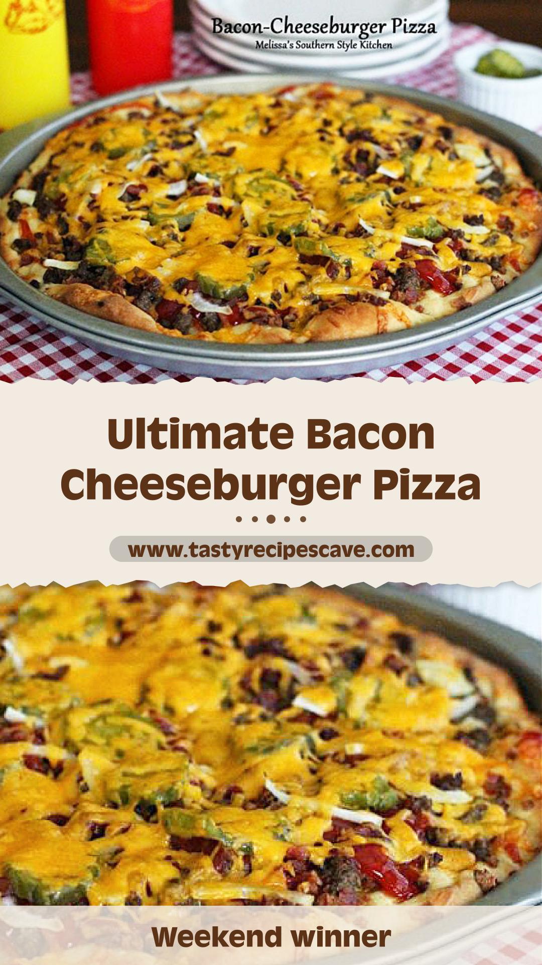 Bacon Cheeseburger Pizza with Cheddar and Pickles — pin 1