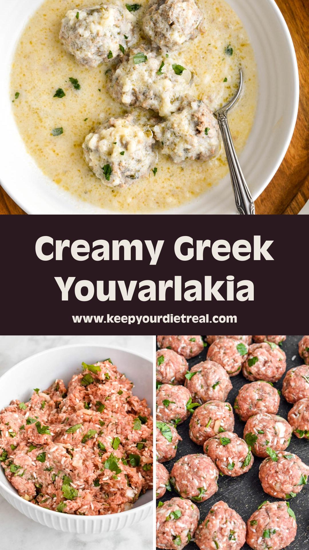 Greek Youvarlakia Avgolemono: Lemon Egg Meatball Soup — pin 2