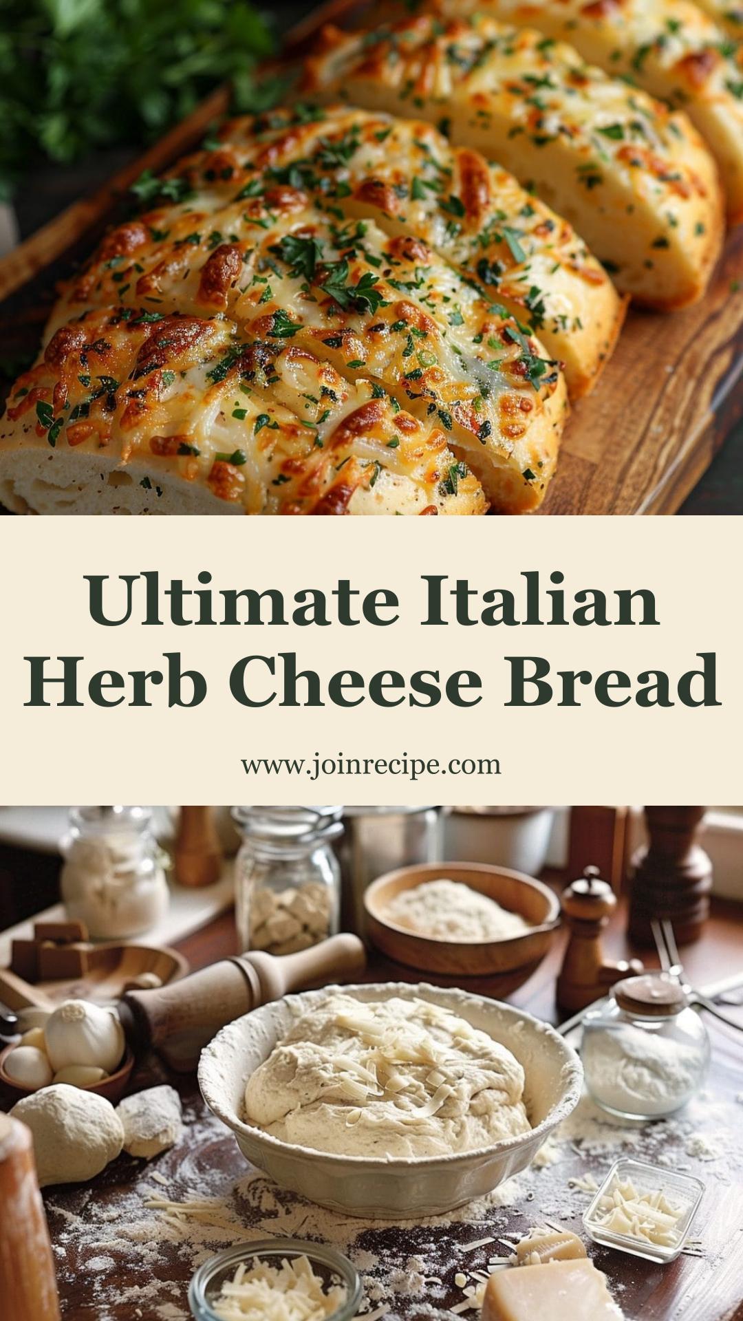 Italian Herbs and Cheese Bread with Crispy Crust and Gooey Cheese — pin 3