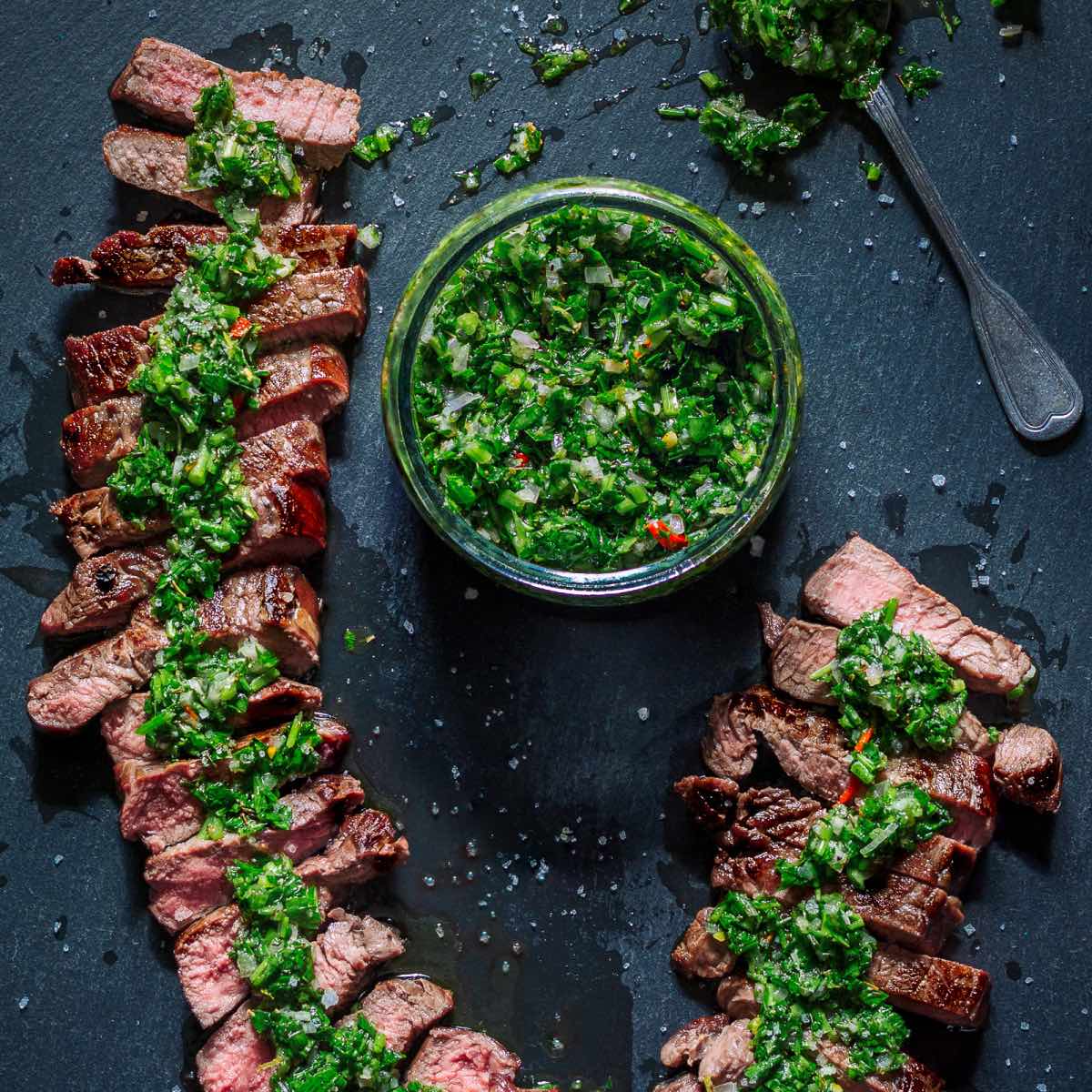 Chimichurri Steak with Pan-Seared Flank Steak and Fresh Herbs