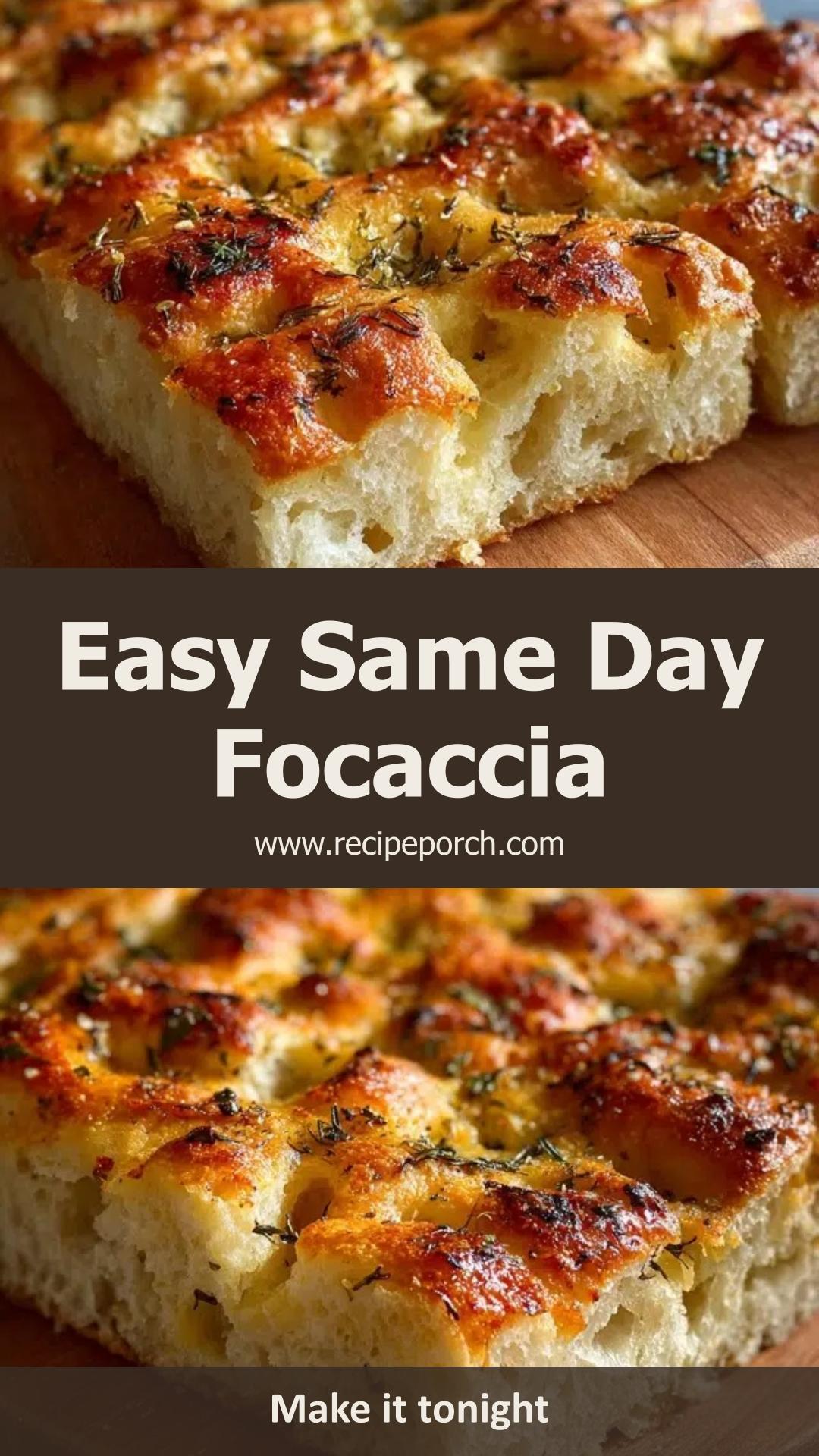 Same Day Focaccia with Crisp Edges and Rosemary Olive Oil — pin 2