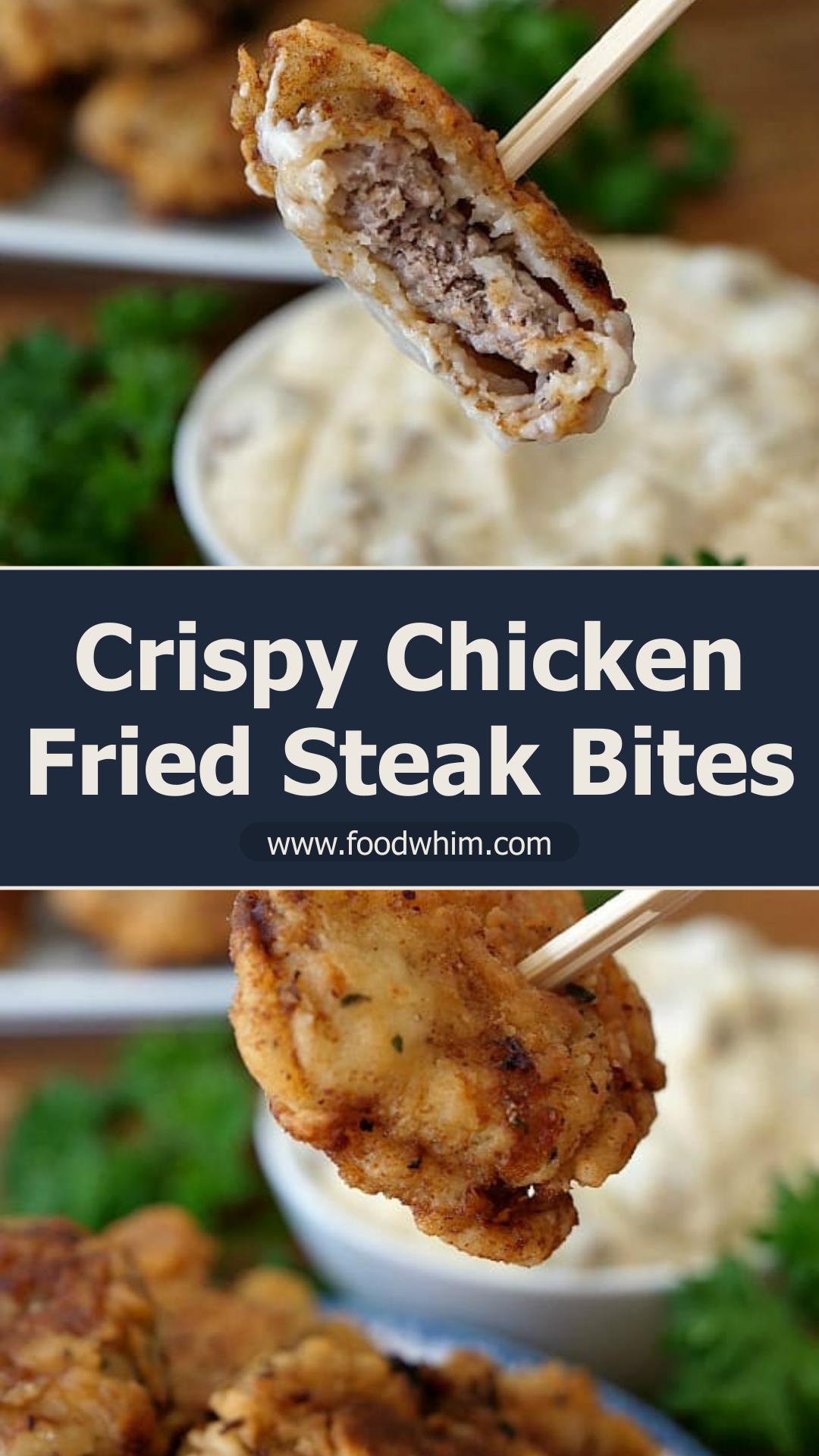 Chicken Fried Steak Bites with Crunchy Seasoned Coating — pin 1