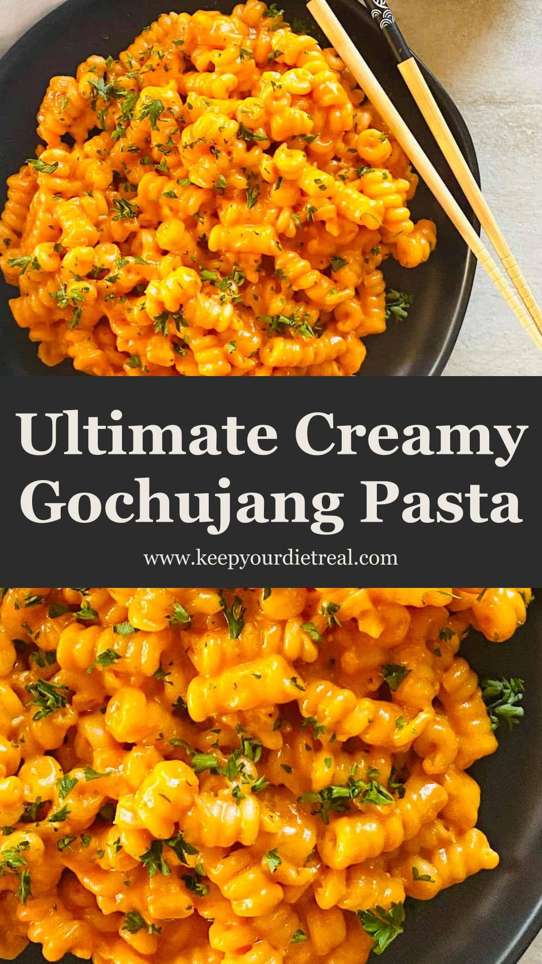 Creamy Gochujang Pasta with Spicy-Savory Sauce — pin 1