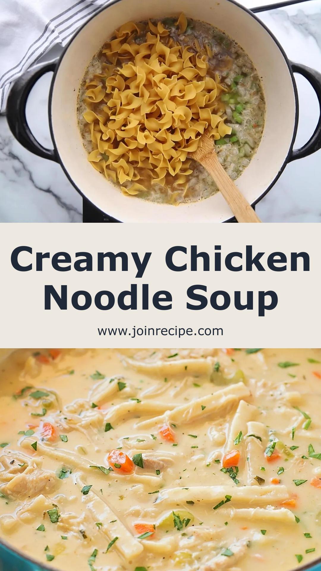 Creamy Chicken Noodle Soup — pin 1