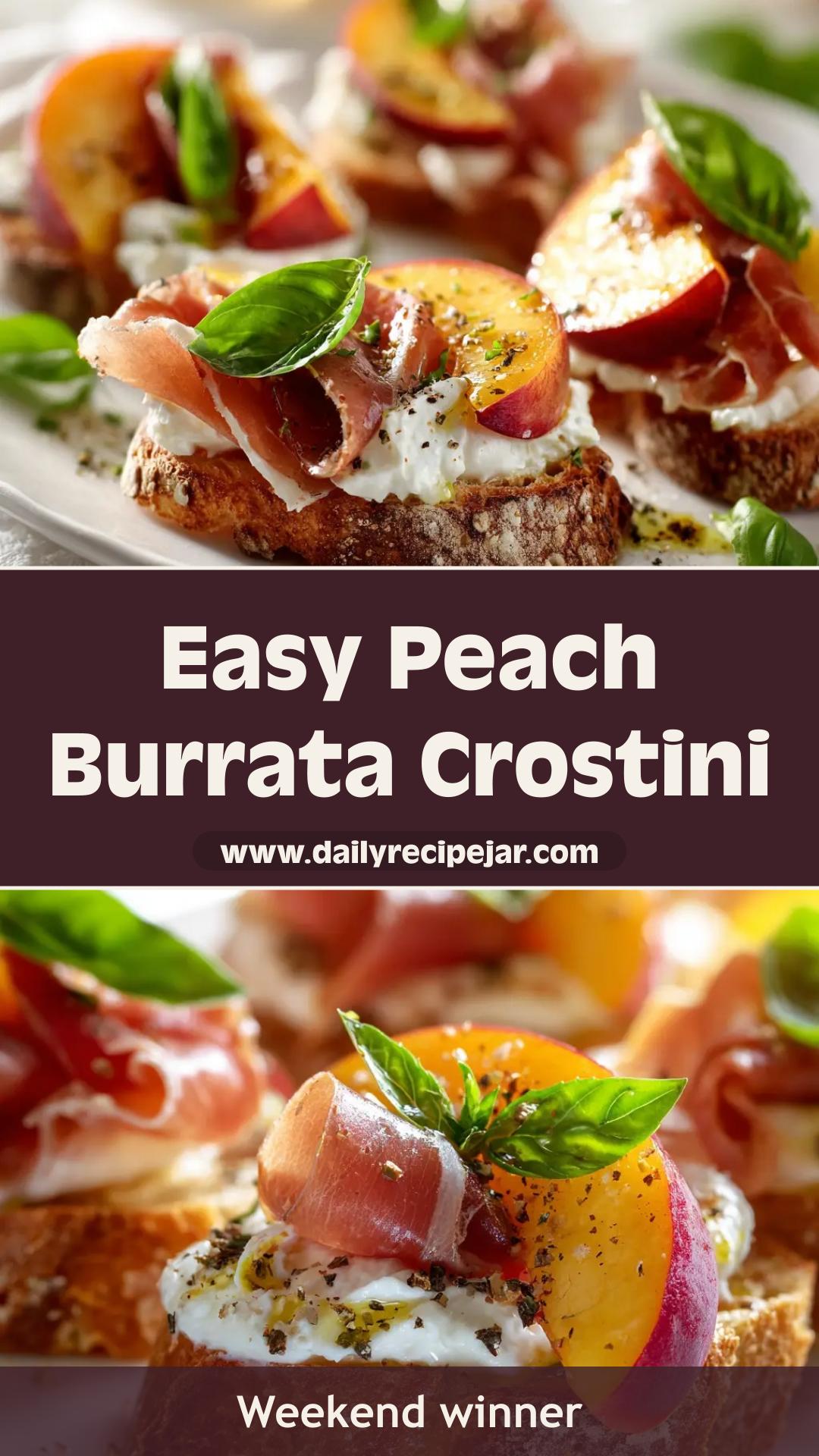 Peach Burrata Crostini with Balsamic Glaze — pin 1