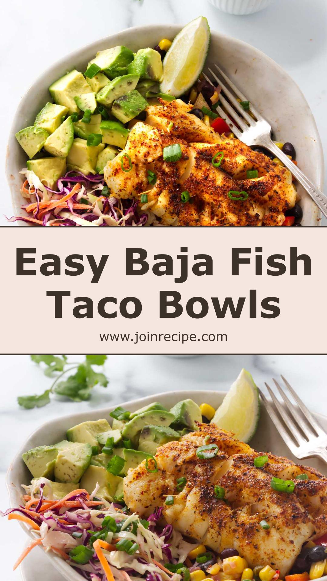 Baja Fish Taco Bowls with Flaky Cod and Black Bean Corn Salsa — pin 1
