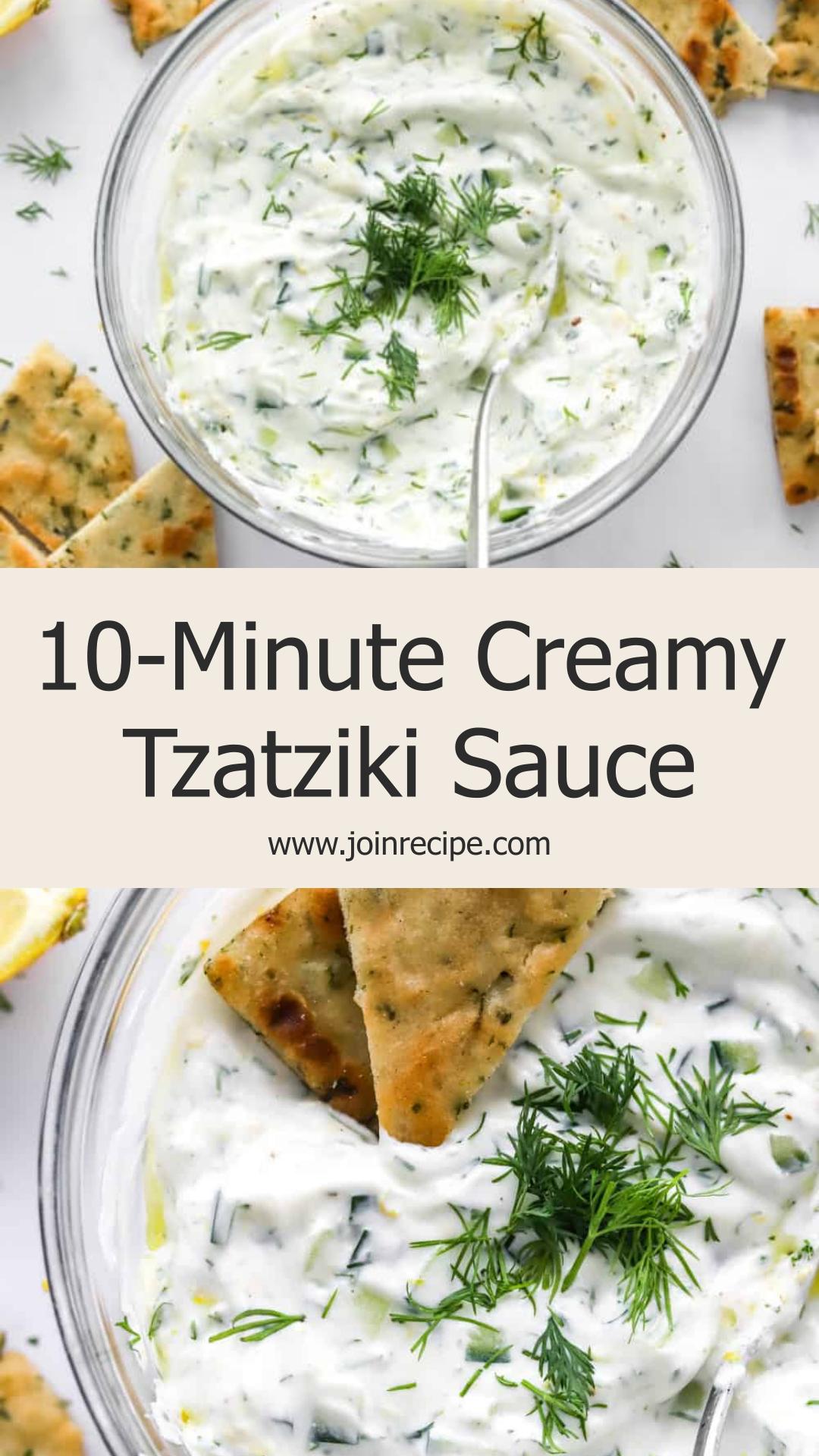 10-Minute Tzatziki Sauce with Creamy Greek Yogurt and Fresh Dill — pin 1