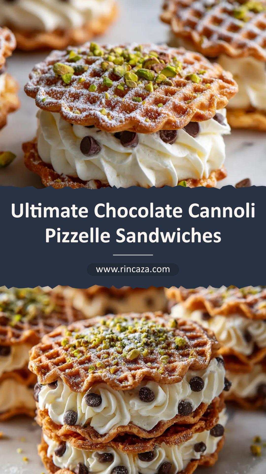 Chocolate Cannoli Pizzelle Sandwiches with Chocolate Chip Ricotta Filling — pin 2