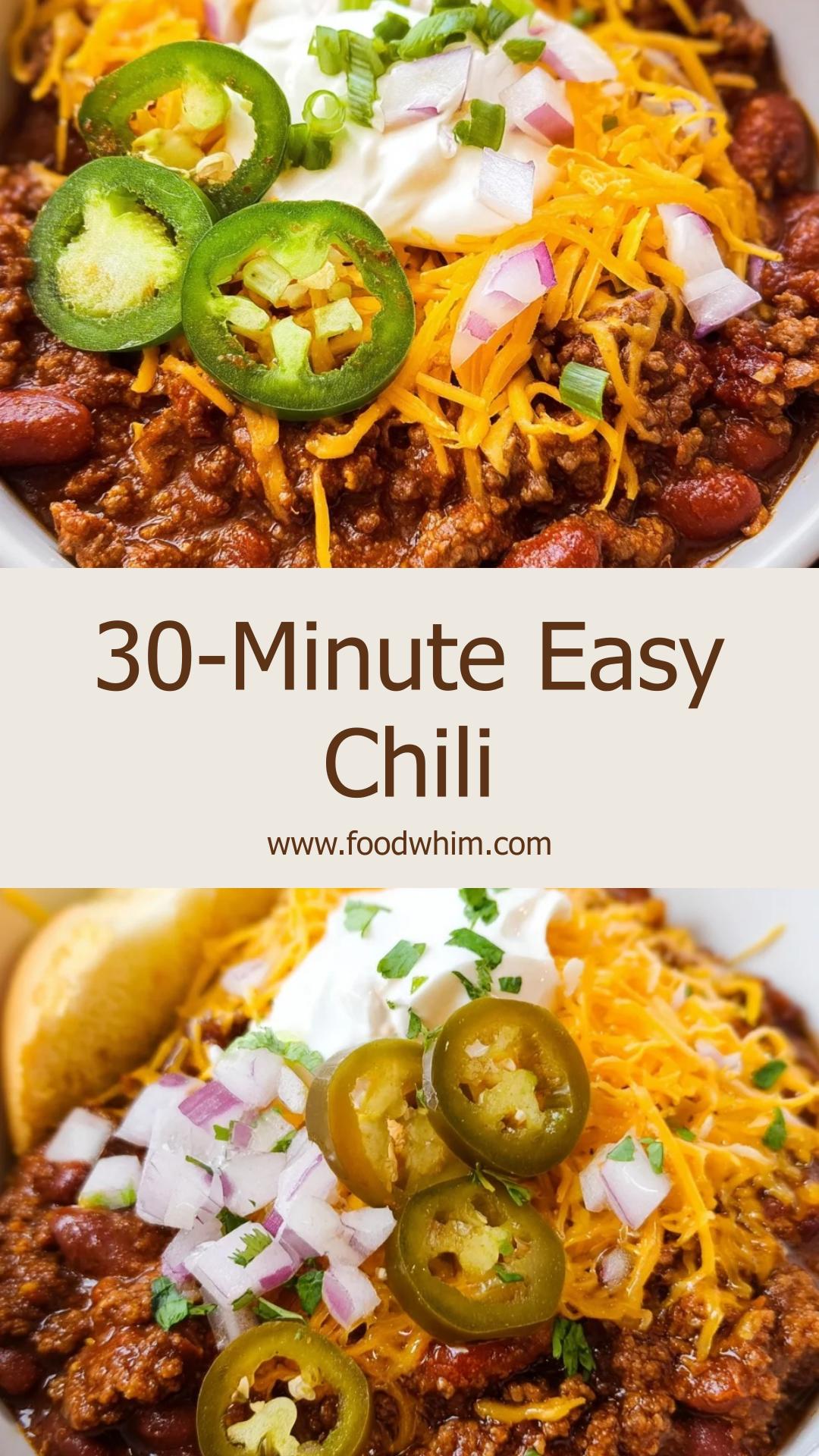 Quick Easy Chili: One-Pot Meal Ready in Under 30 Minutes — pin 1