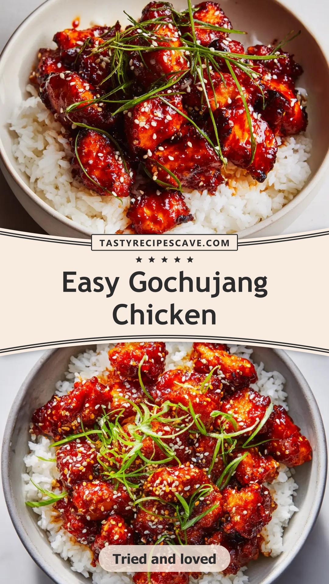 Gochujang Chicken with Sesame Seeds and Scallions — pin 1