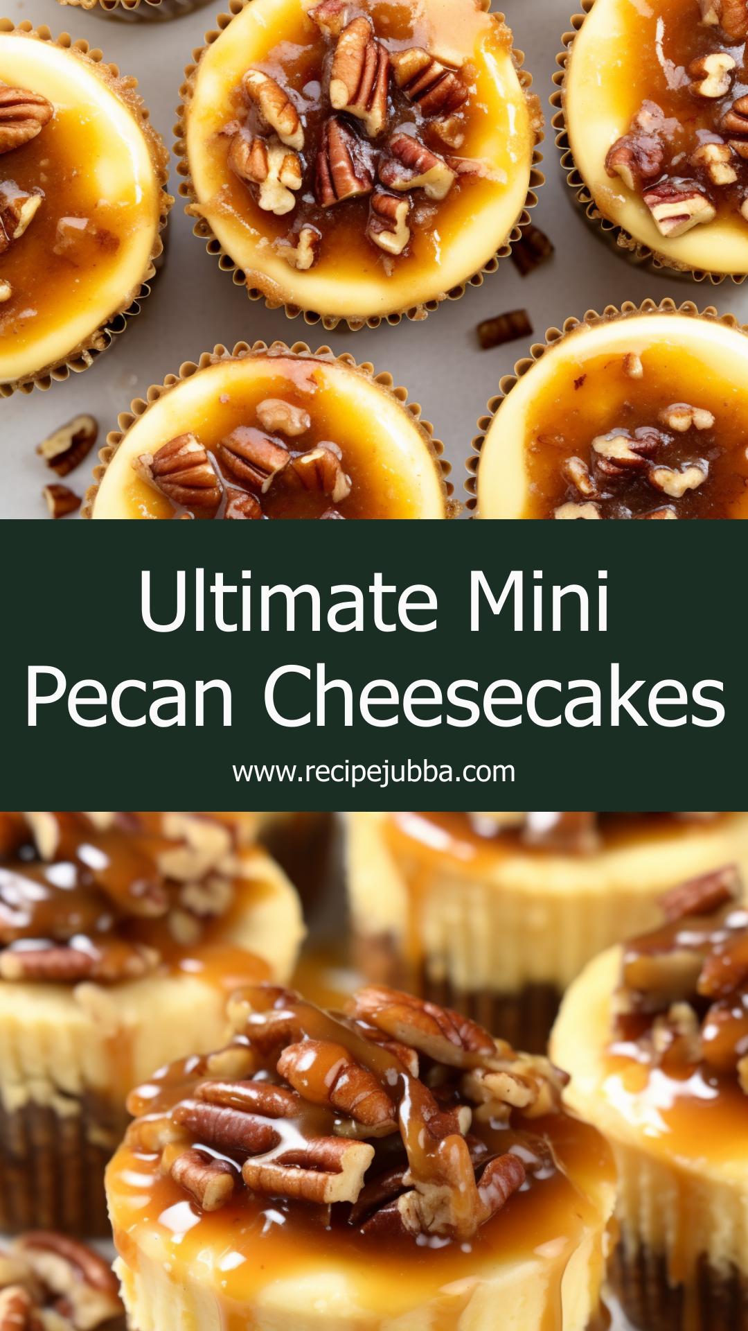 Mini Pecan Pie Cheesecakes with Toasted Pecans and Cinnamon Graham Crust — pin 1