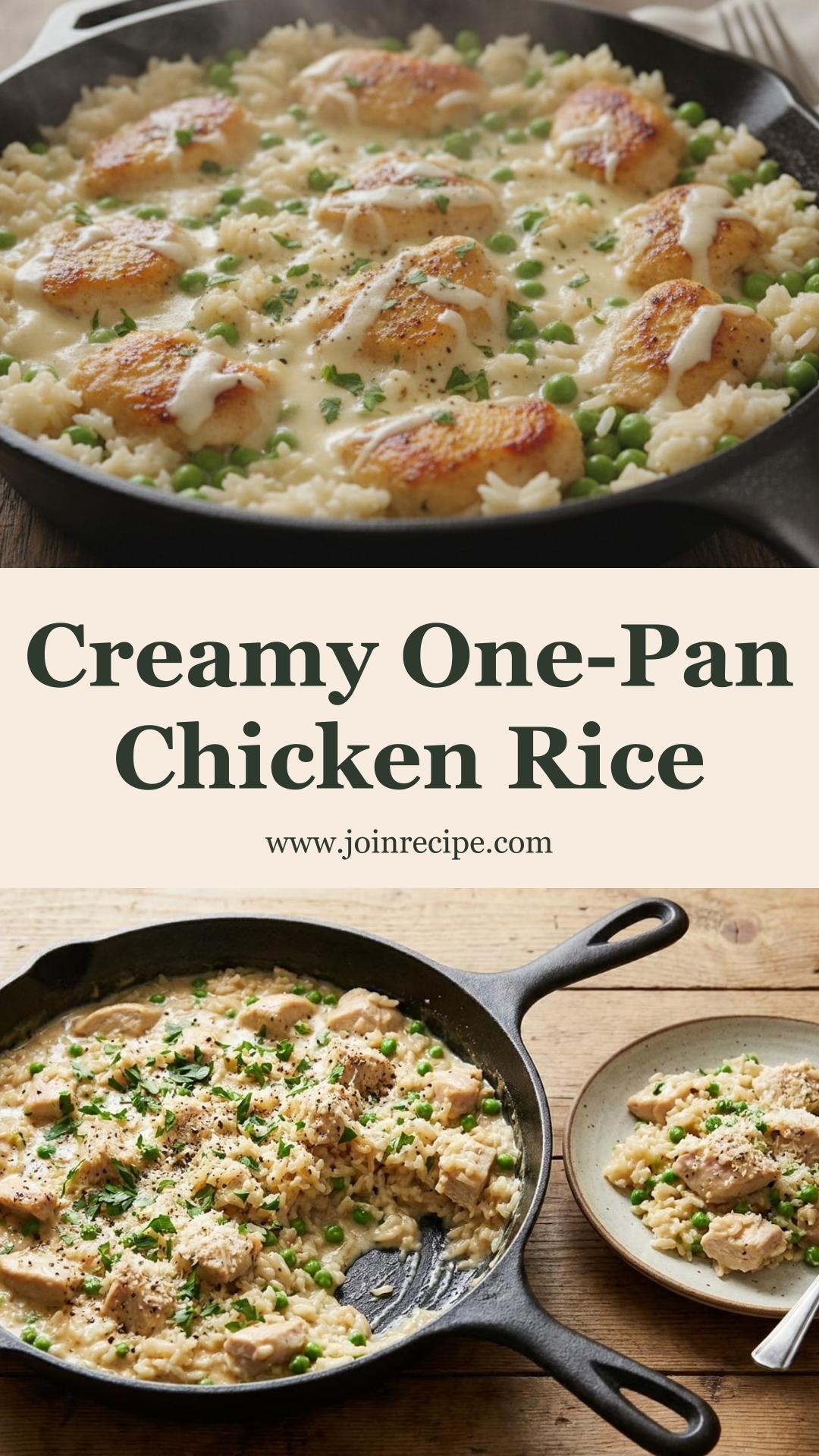 Quick Creamy Chicken and Rice Skillet: Cozy One-Pan Dinner with Parmesan Sauce — pin 3