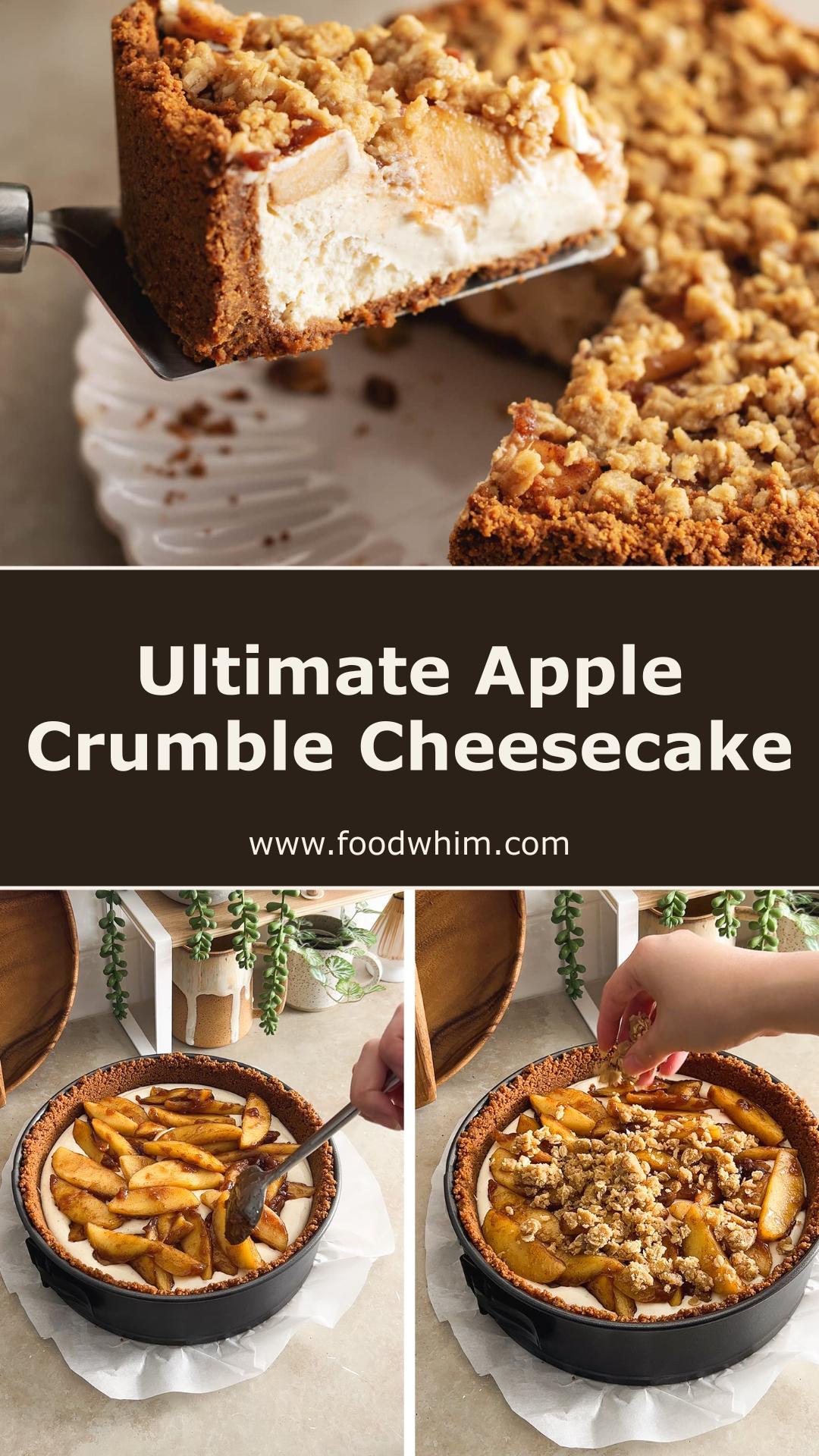 Apple Crumble Cheesecake With Biscoff Crust and Cinnamon Apples — pin 2
