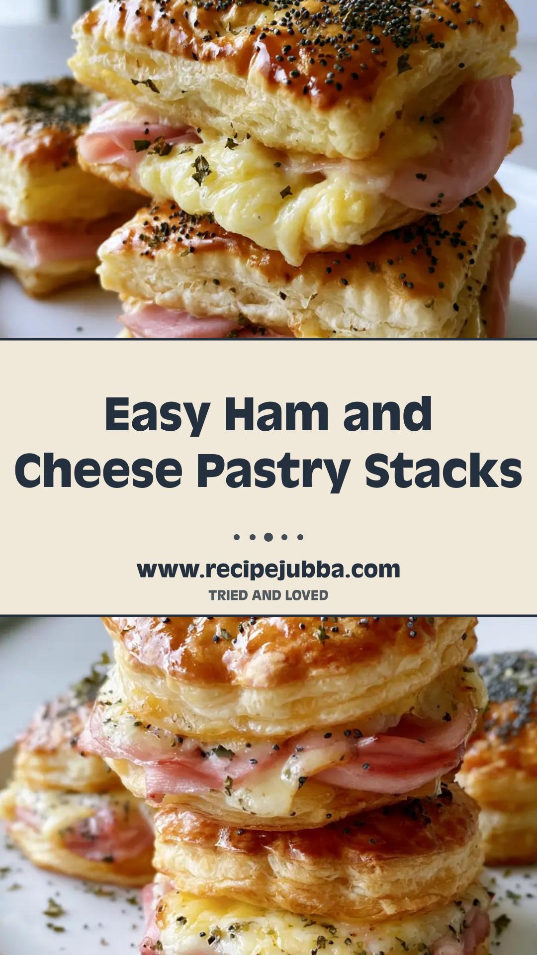 Ham and Cheese Puff Pastry Stacks with Poppy Seed Crust — pin 2