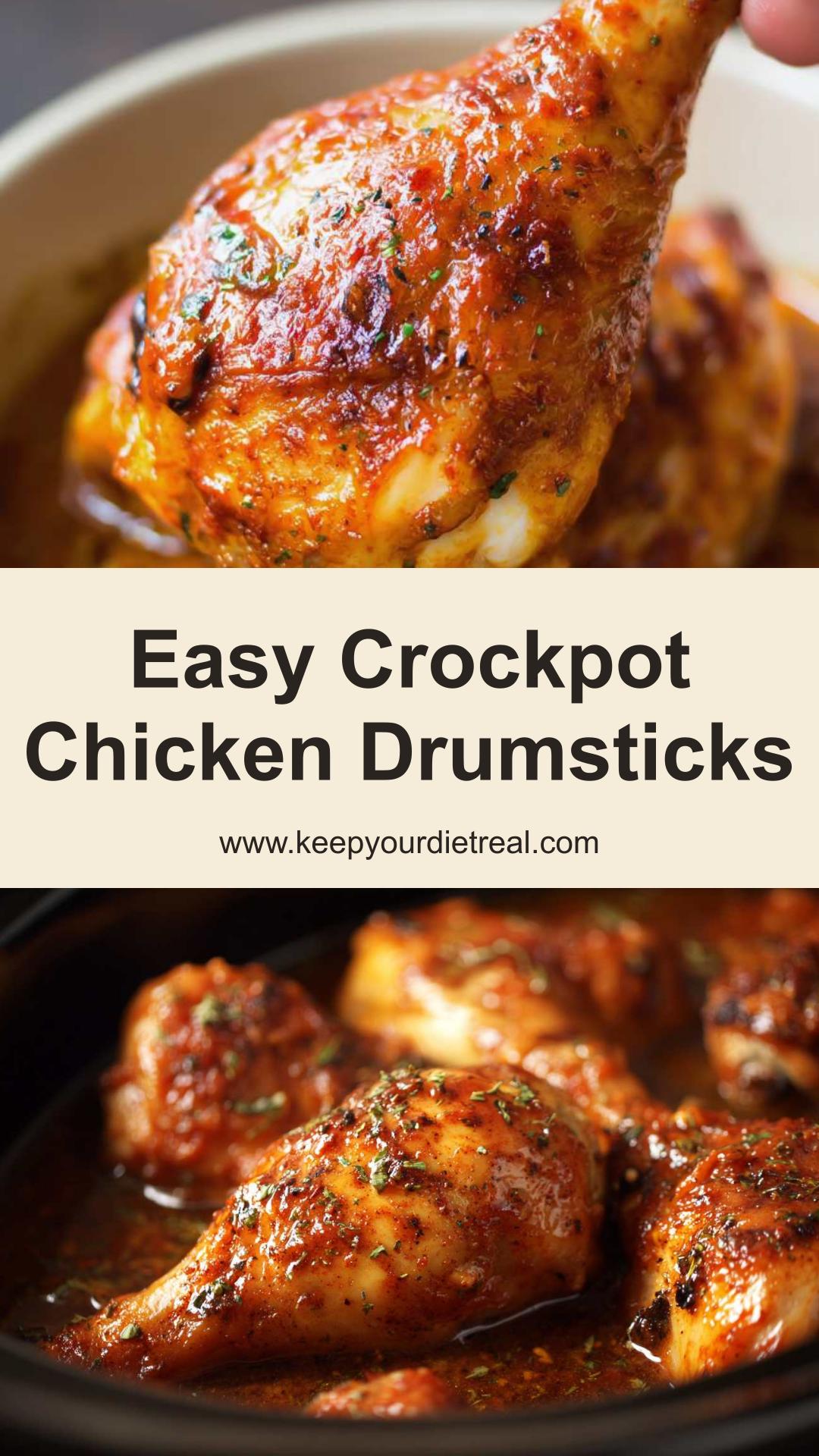 Tender Crockpot Chicken Drumsticks with Savory Garlic Lemon Broth — pin 1