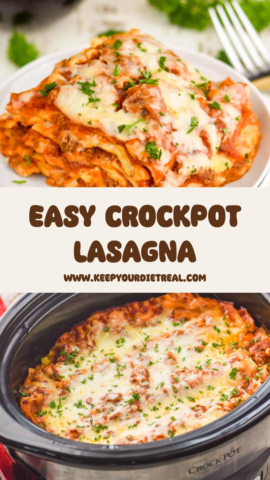 Crockpot Lasagna with Homemade Meat Sauce and Three Cheeses — pin 3