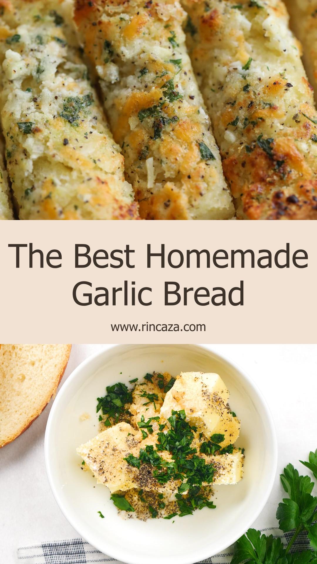 Homemade Garlic Bread with Crisp Golden Edges and Cheesy Garlic Butter — pin 2