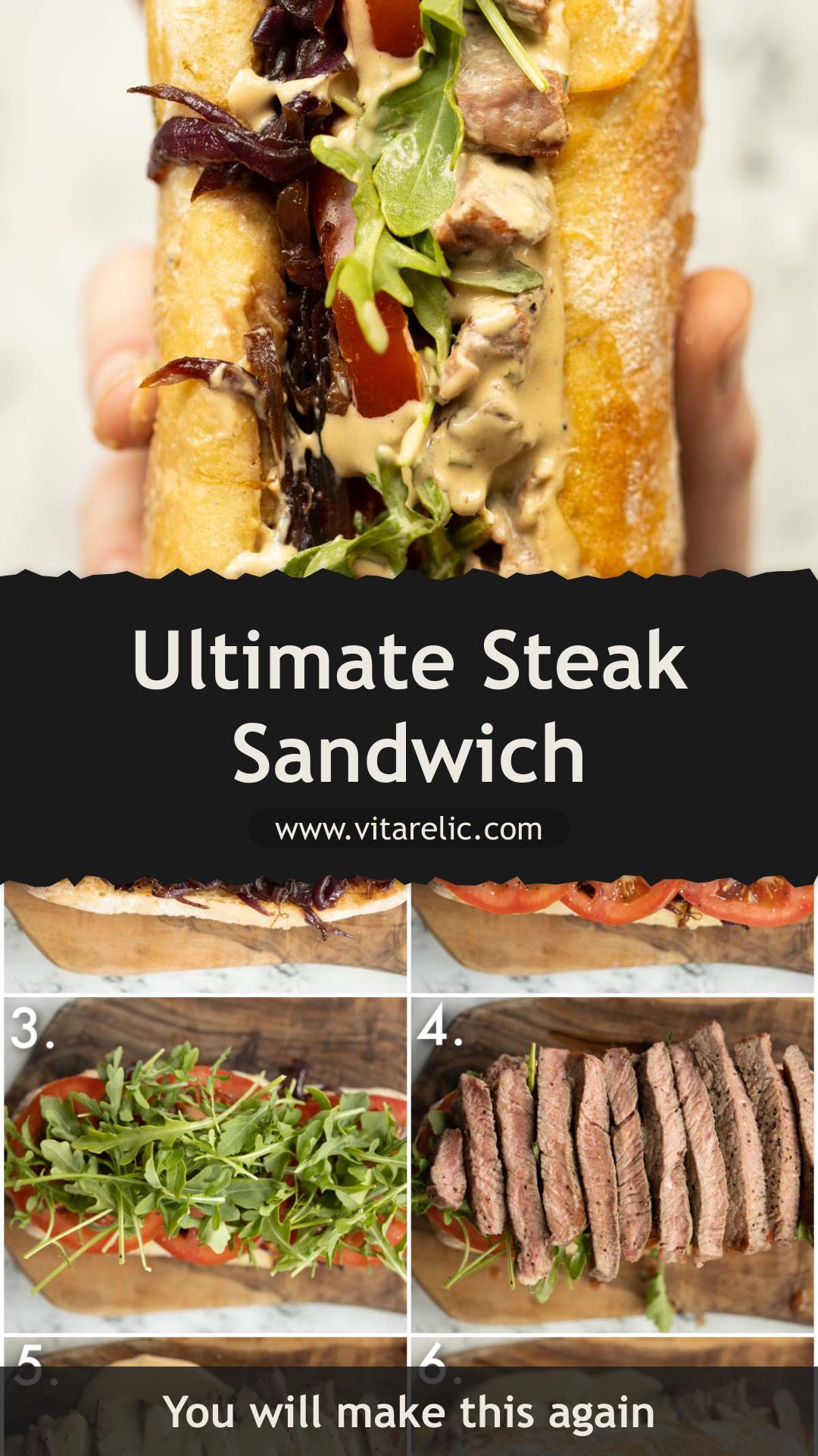 Steak Sandwich with Caramelised Onions and Blue Cheese Sauce — pin 2