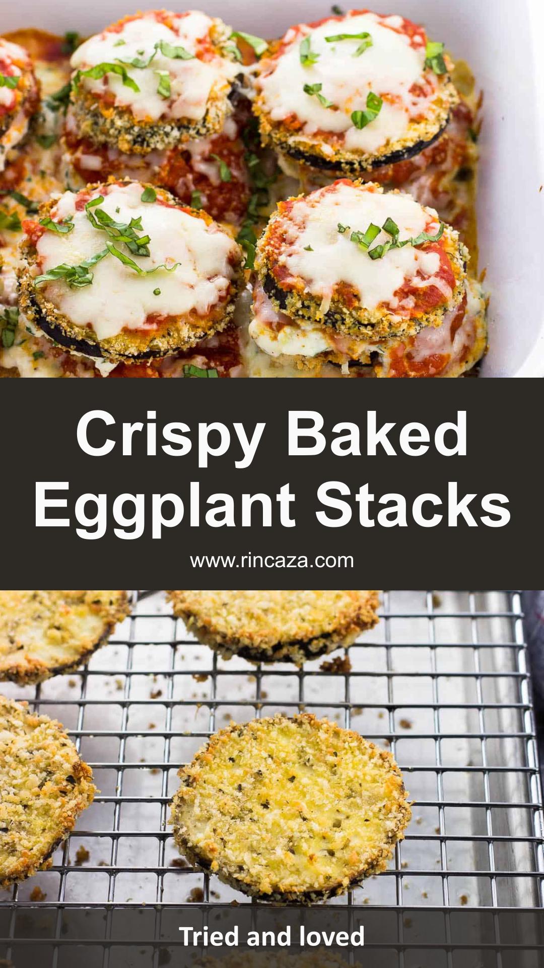 Baked Eggplant Stacks with Crisp Panko and Seasoned Ricotta — pin 1