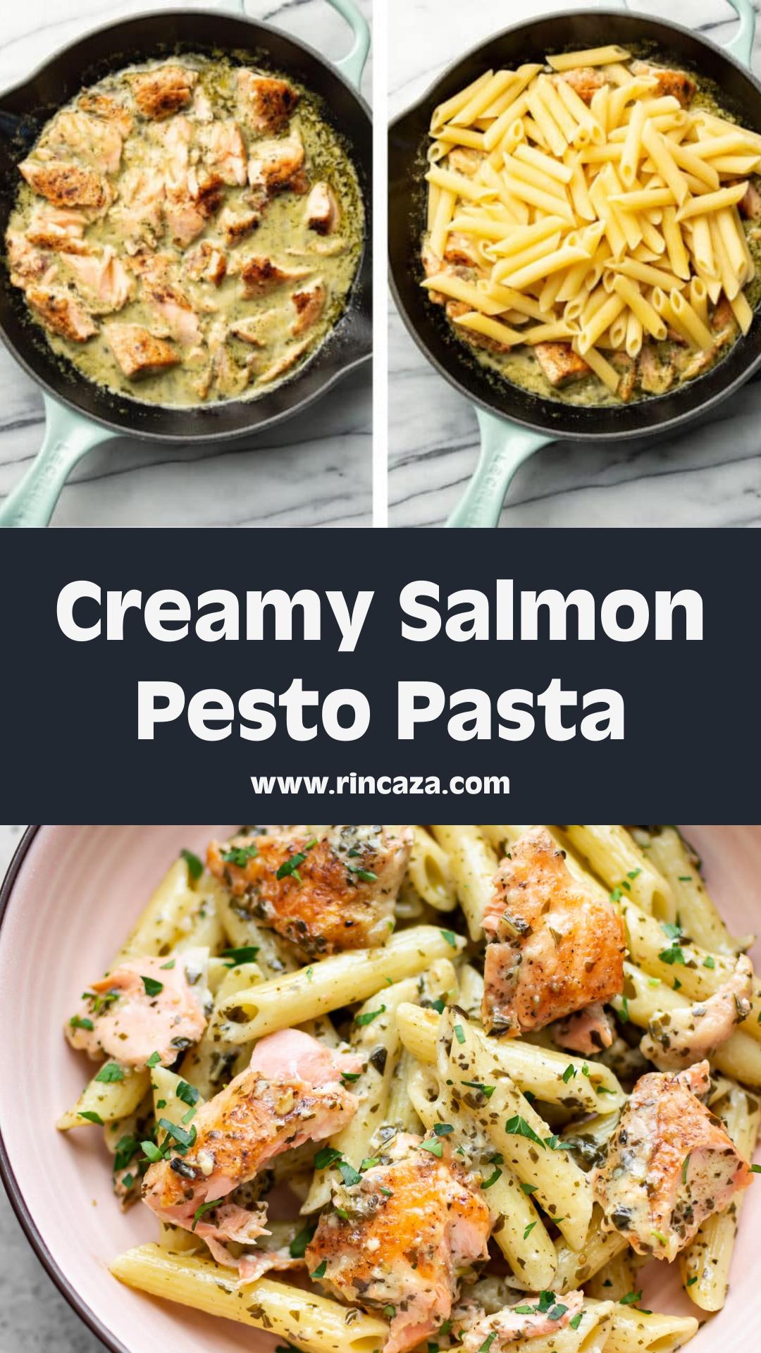 Salmon Pesto Pasta with Lemon Cream Sauce — pin 2