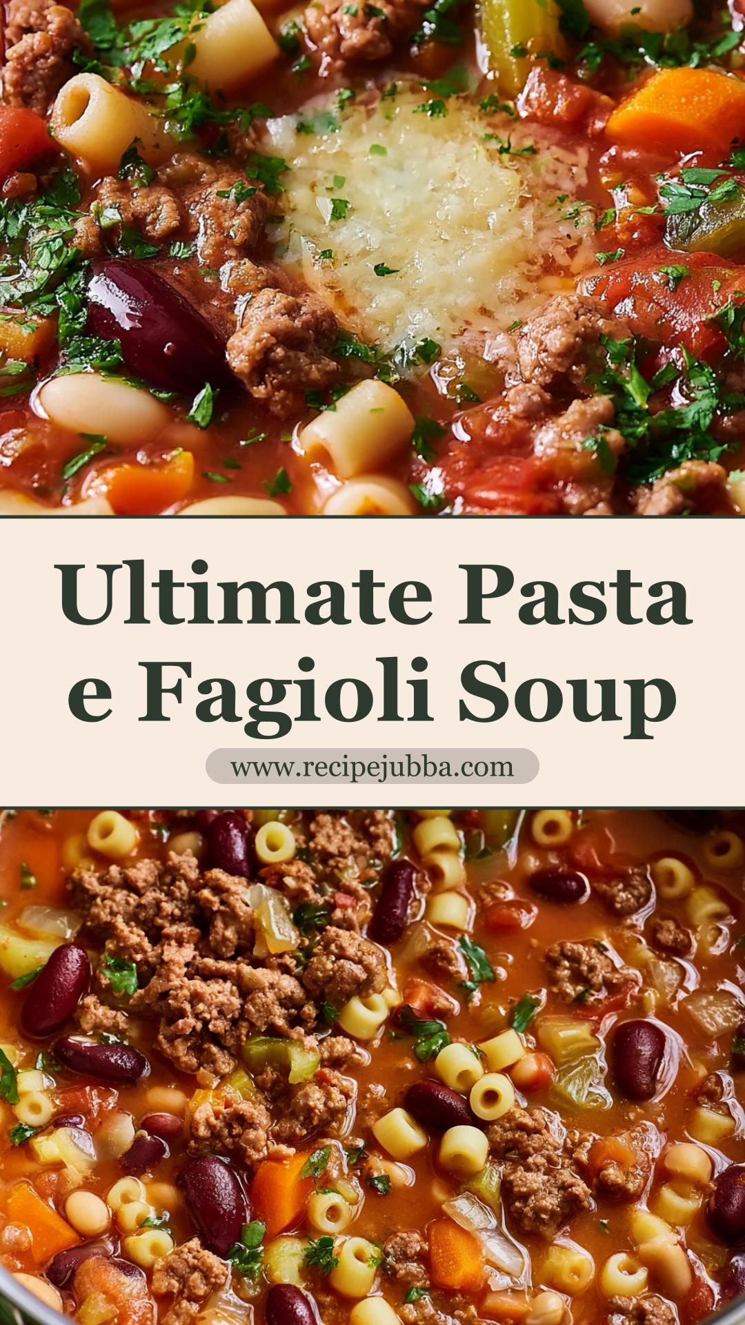 Pasta e Fagioli Soup with Beef, Two Beans, and Al Dente Ditalini — pin 3