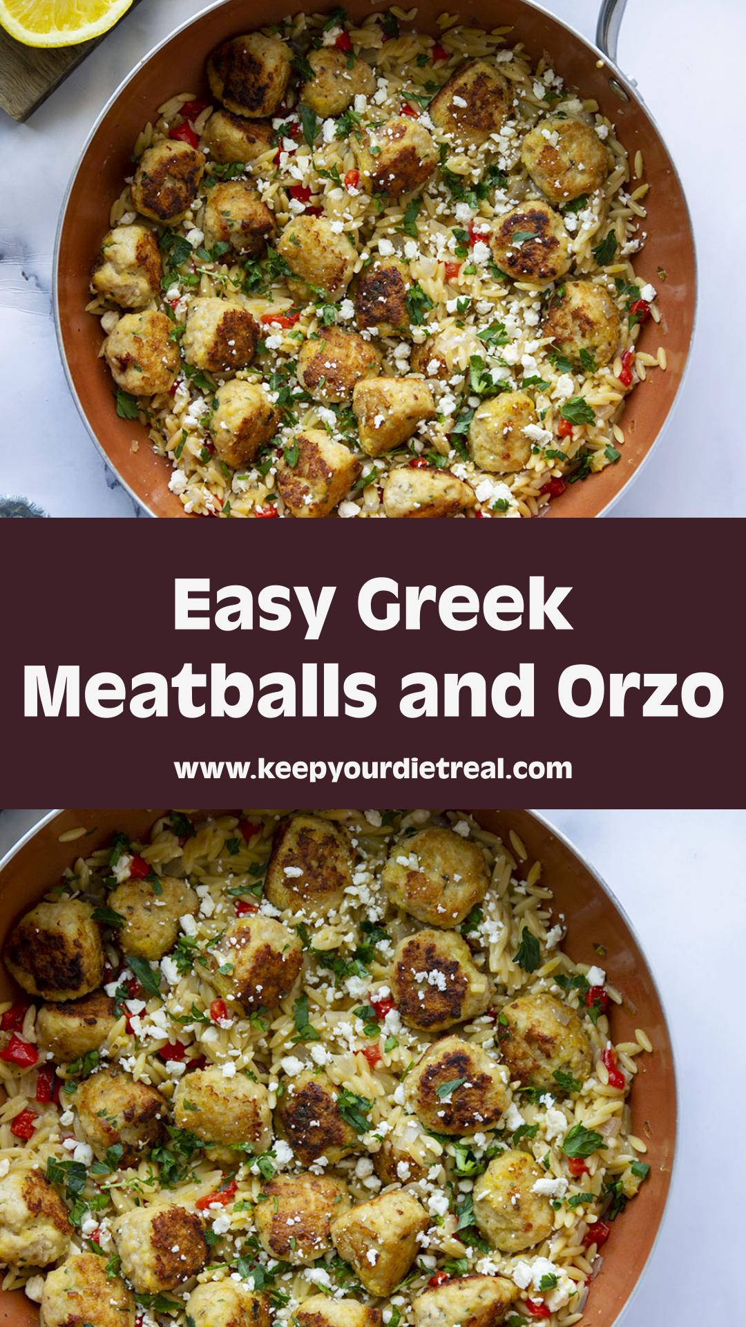 One-Pot Greek Meatballs and Orzo with Feta and Lemon — pin 1