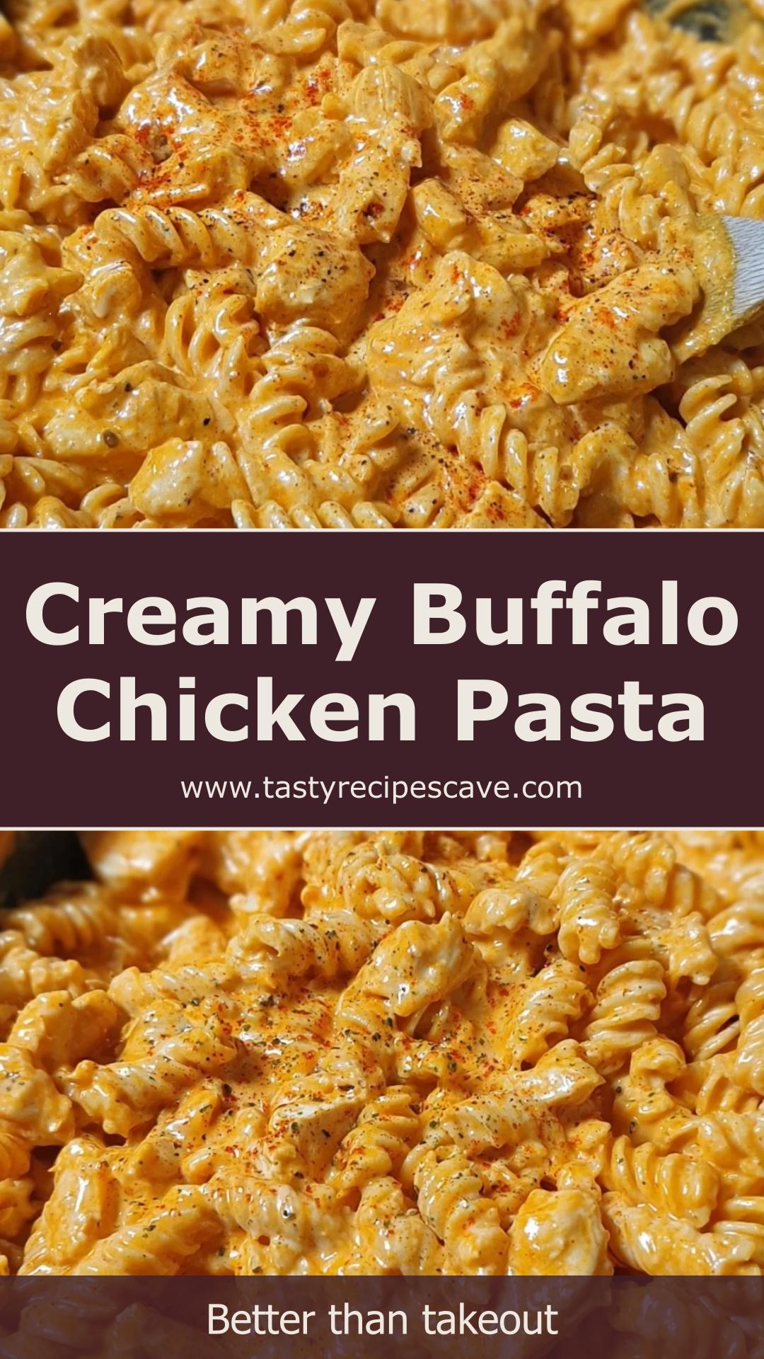 One-Pot Creamy Spicy Buffalo Chicken Pasta with Three Cheeses — pin 3