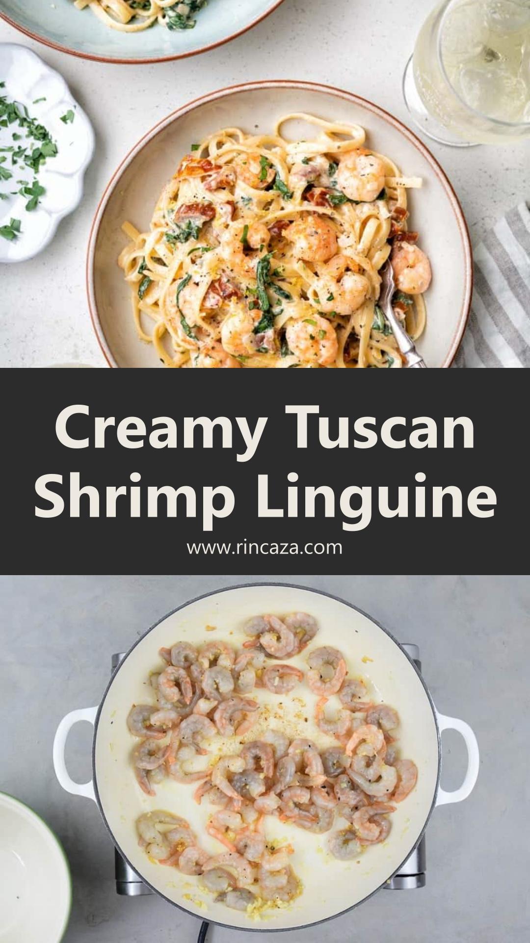 Creamy Tuscan Shrimp Linguine with Sun-Dried Tomatoes and Spinach — pin 1