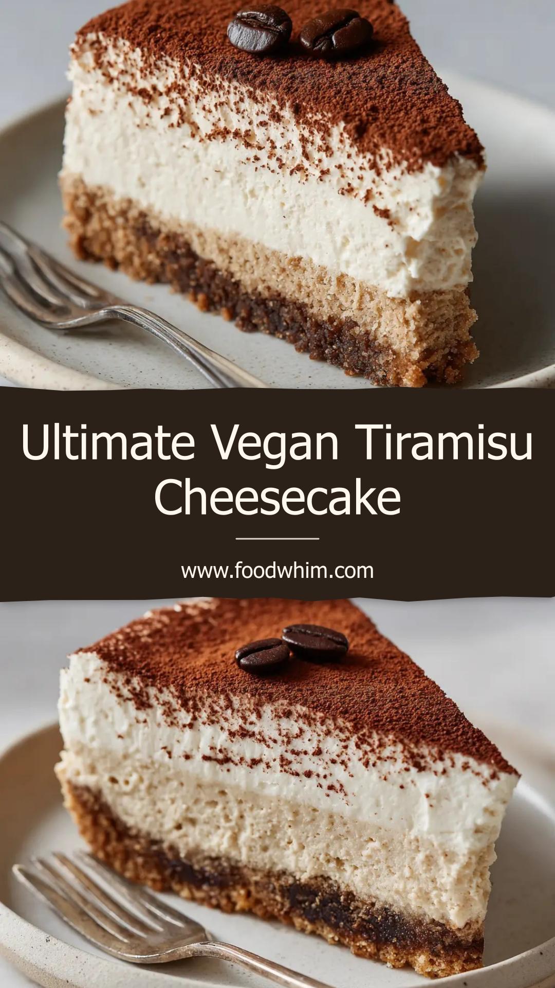 Vegan Tiramisu Cheesecake with Espresso and Cocoa — pin 2