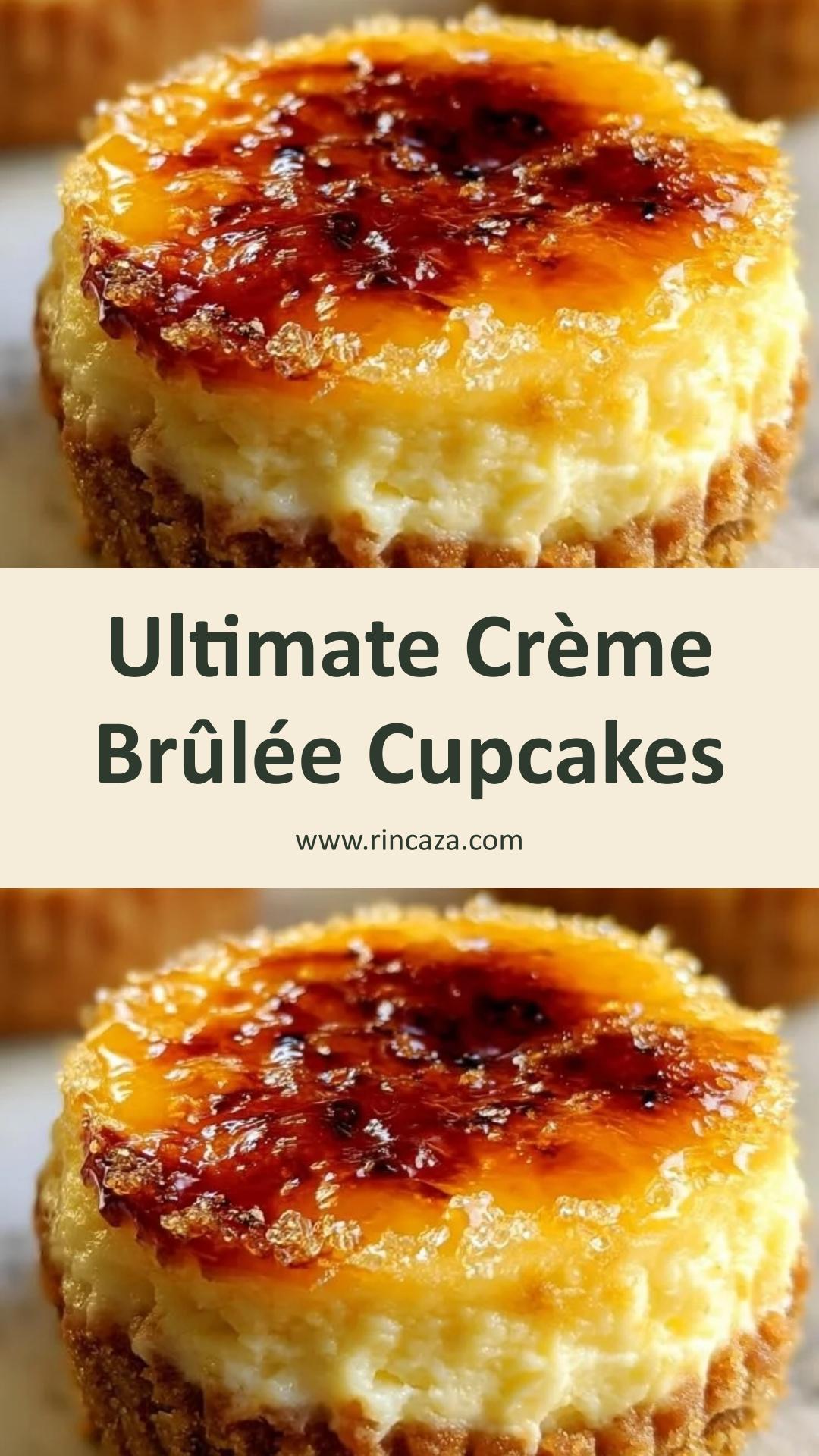 Crème Brûlée Cheesecake Cupcakes: Rich Creamy Dessert with Crunchy Caramel Topping — pin 1