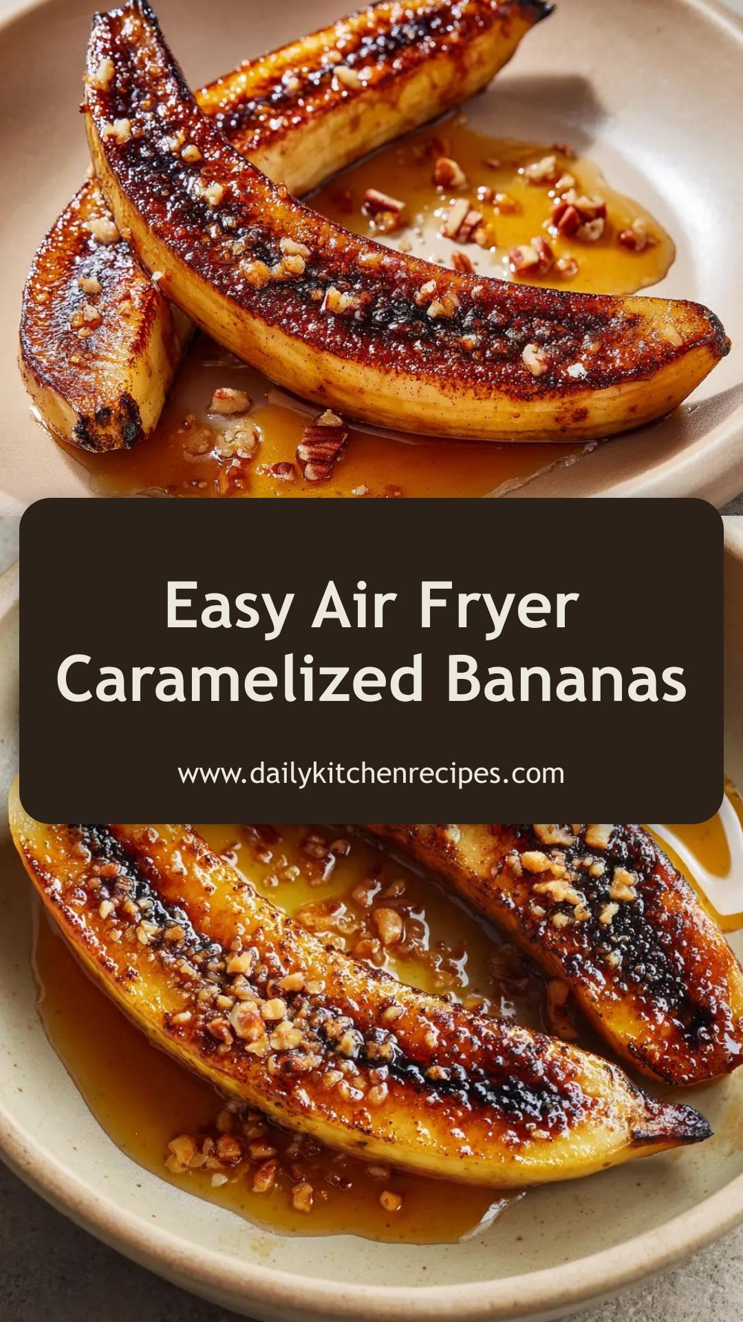 Air Fryer Caramelized Bananas with Brown Sugar and Pecans — pin 1