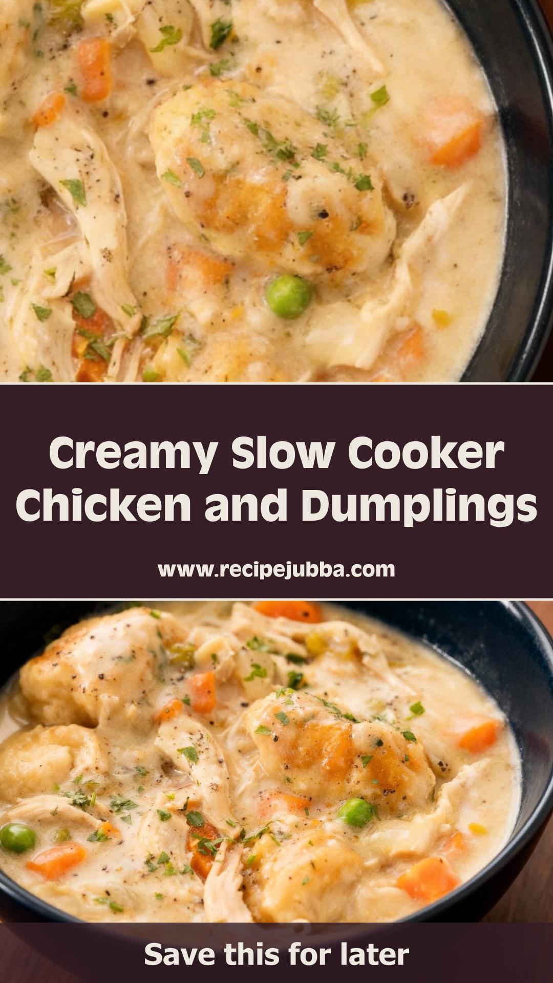 Slow Cooker Chicken and Dumplings with Creamy Gravy and Fluffy Biscuits — pin 2