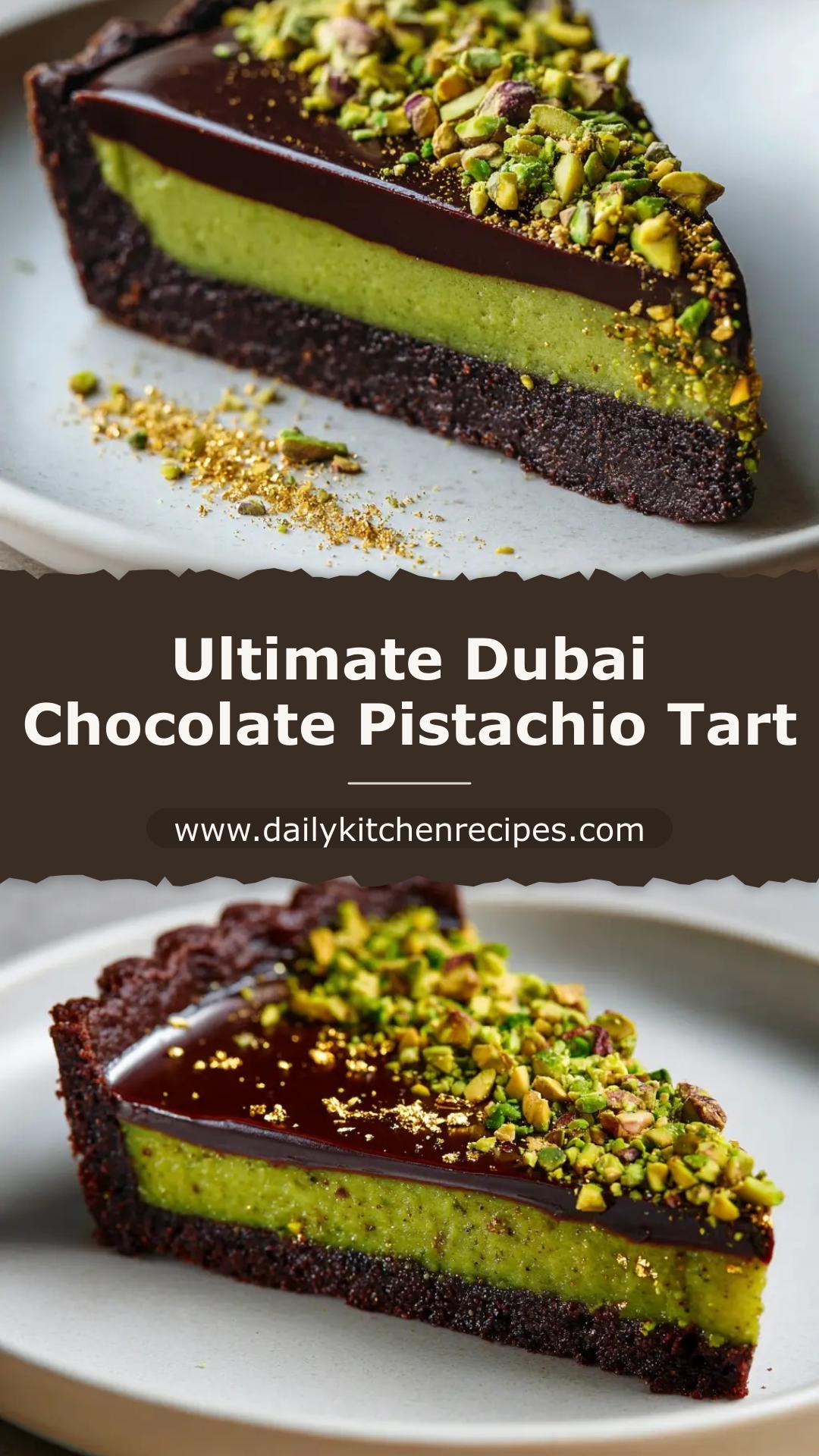 Dubai Chocolate Pistachio Tart with Dark Cocoa Crust — pin 1